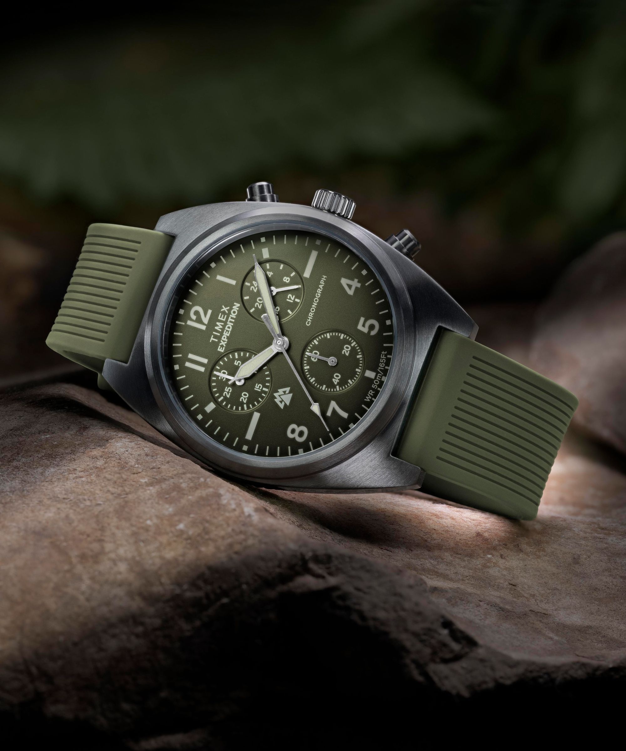 Timex Quarzuhr »Expedition® Capstone Chronograph« Armbanduhr, Herrenuhr, Silikonarmband, analog, Tag, Beleuchtung