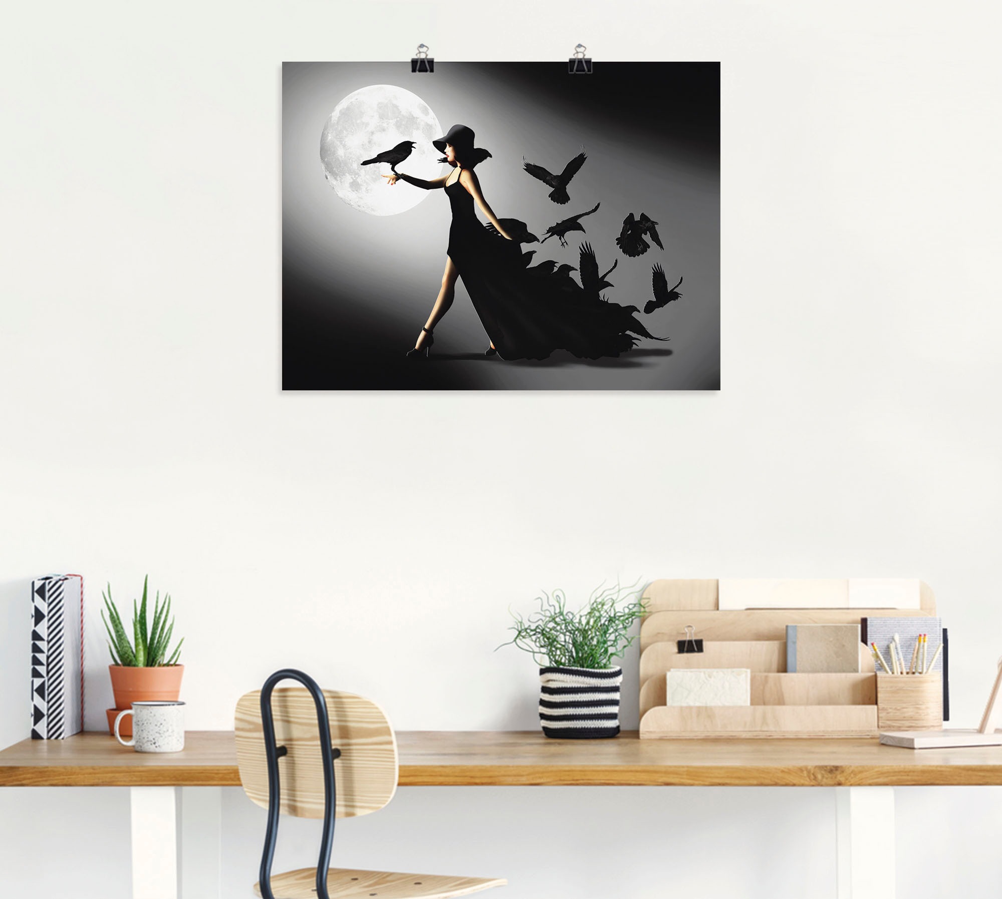 Artland Wandbild "Die Frau mit den Raben" Animal Fantasy 1 Stk. tlg. als Al günstig online kaufen