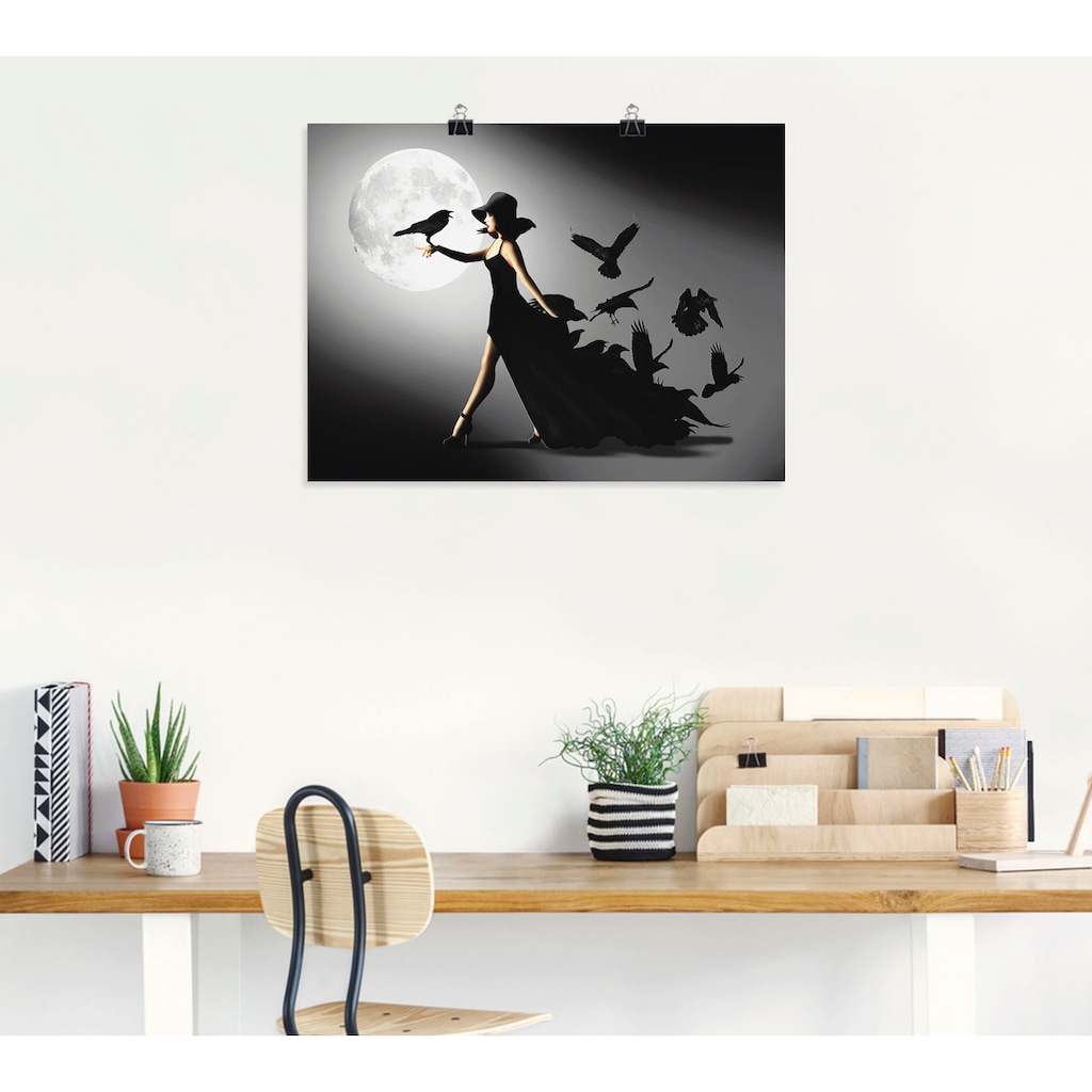 Artland Wandbild »Die Frau mit den Raben«, Animal Fantasy, (1 St.)