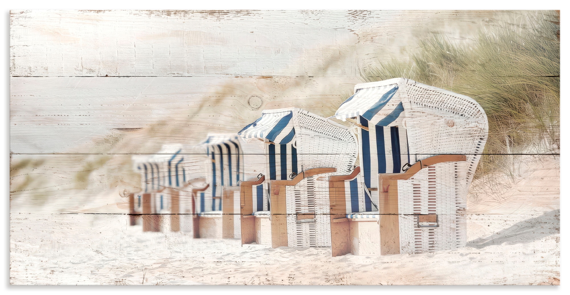 OTTO home Leinwandbild "Strandkörbe in Holzoptik" Strandbilder 1 Stk. tlg.