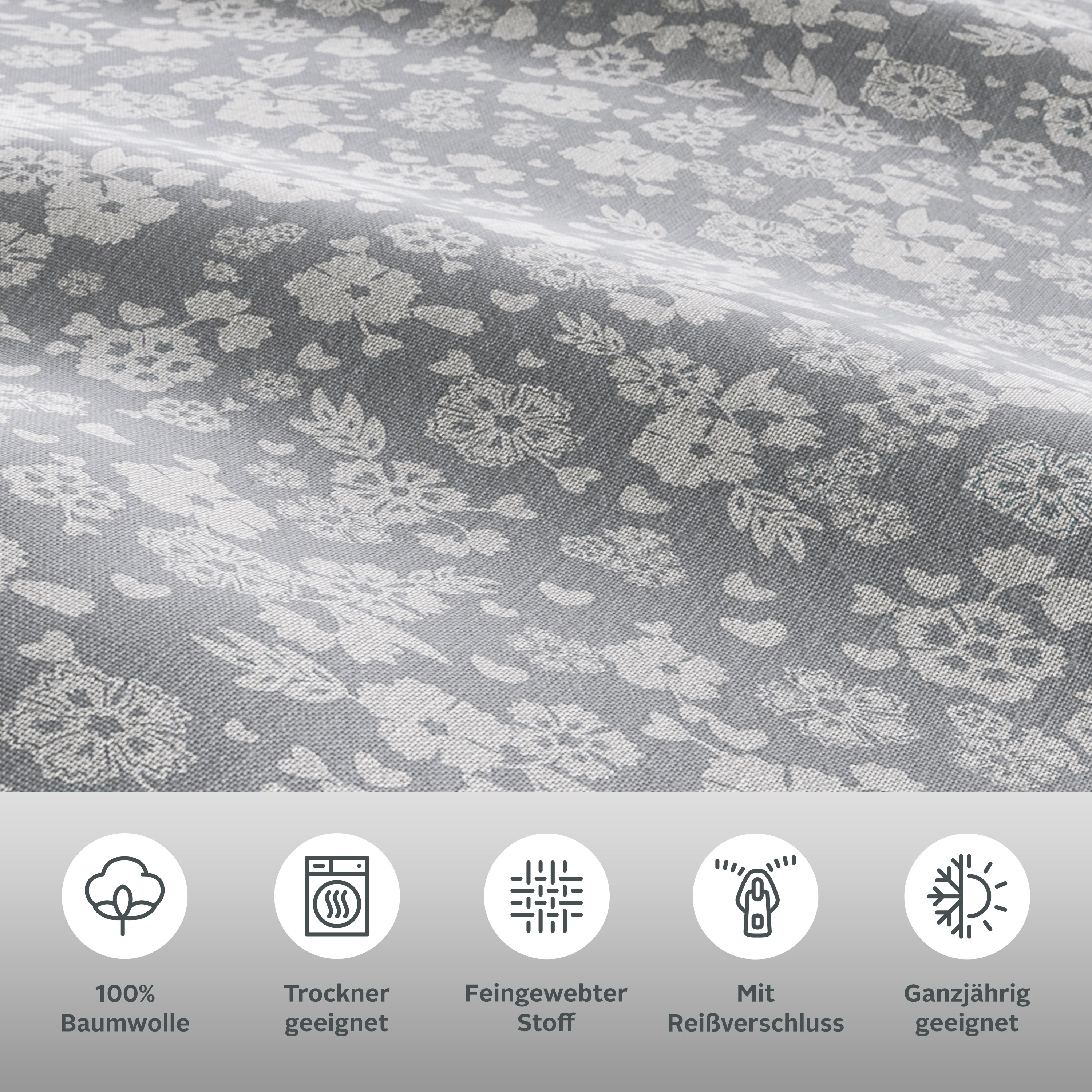 Thumbnail - my home Bettwäsche "Mariby" 2 tlg. mit feinem Blümchen Design, skandinavisch, romantische Bettwäsche