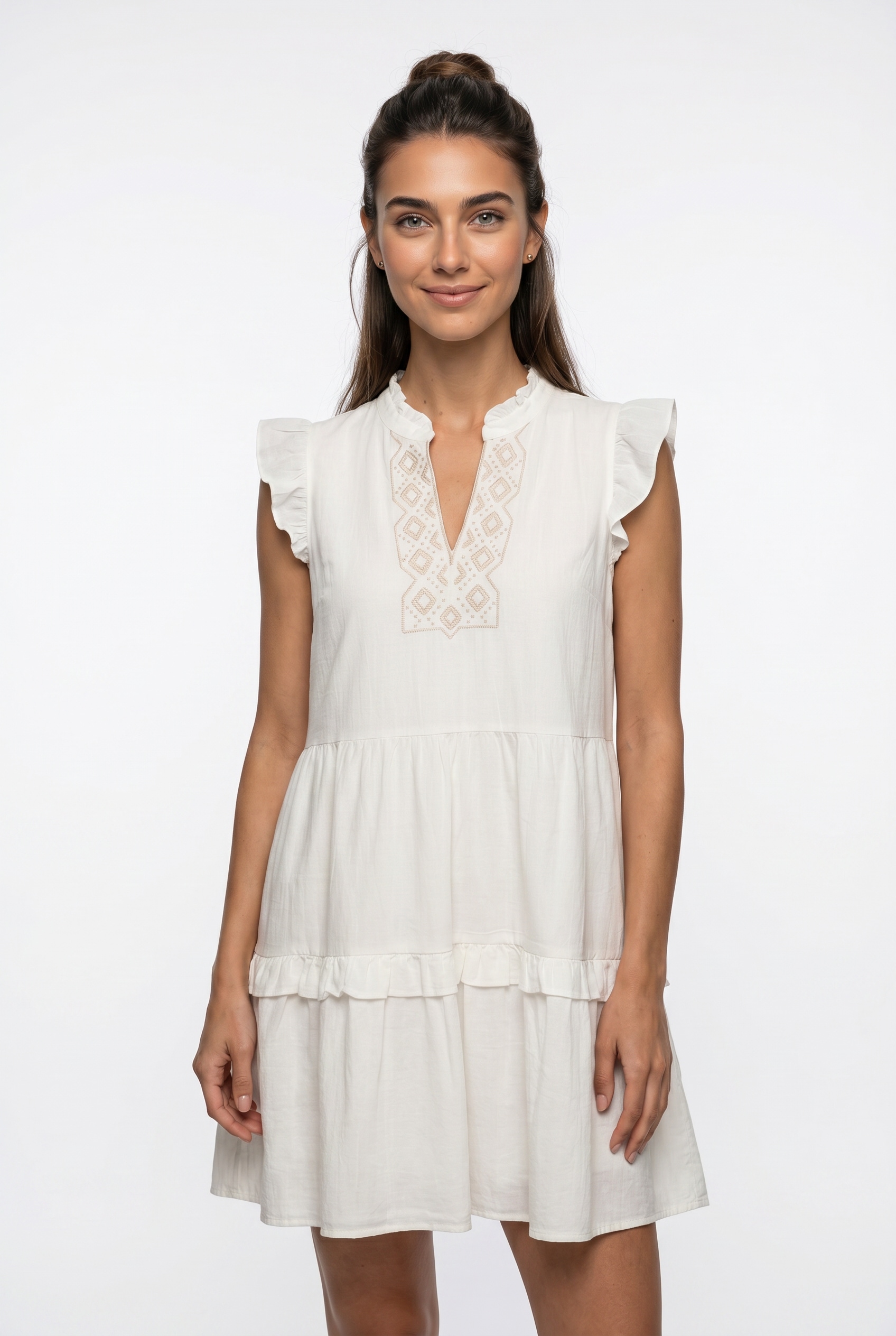 Vero Moda Tunikakleid "VMDICTHE EMB SHORT DRESS WVN GA" Baumwolle, regular fit