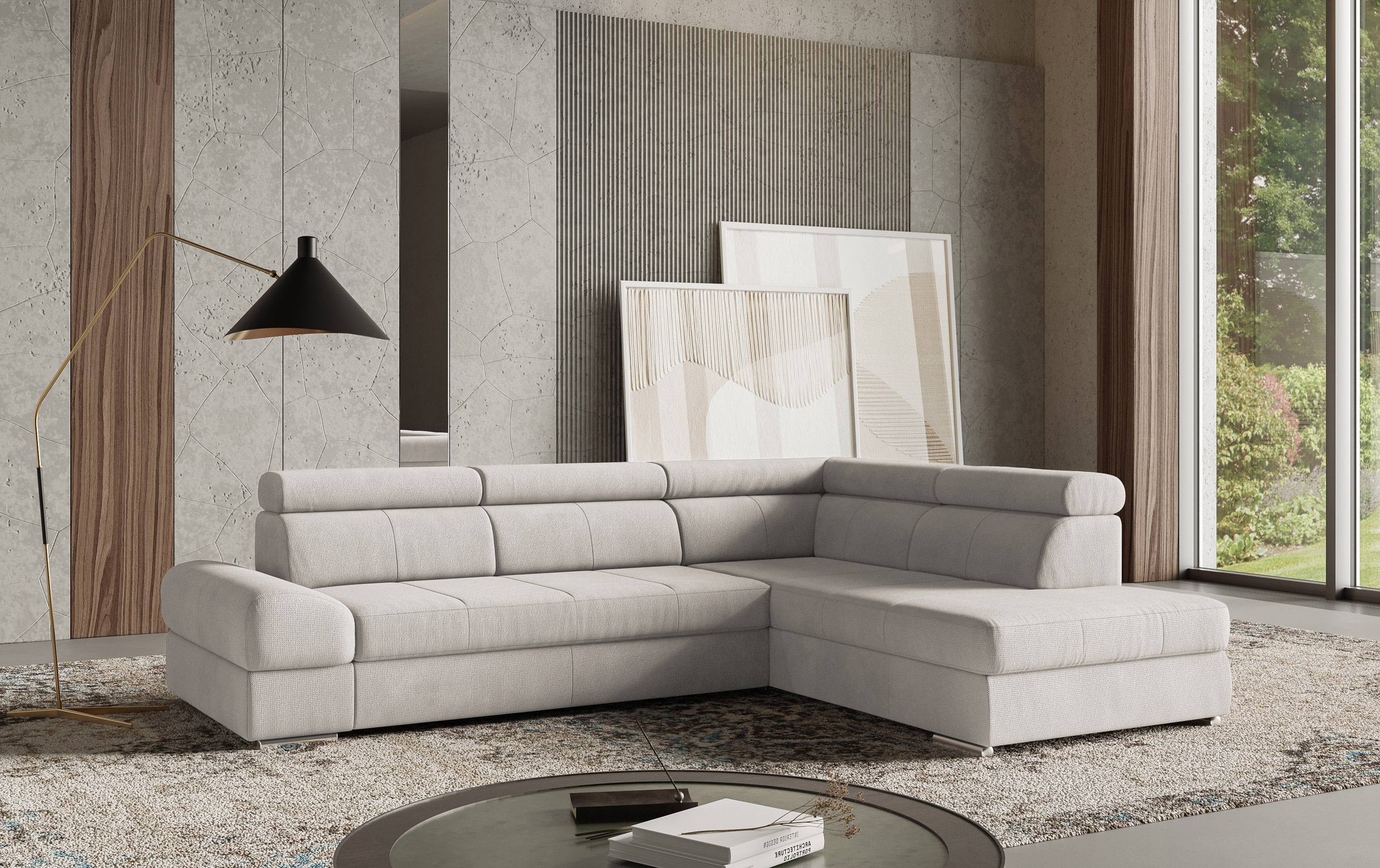 Ecksofa SIT & MORE "Broadway L-Form", grau (hellgrau), B:270cm H:79cm T:213cm, 90% Polyester, 10% Polyamid, Sofas, Ecksofa, mit verstellbaren Kopfteilen, wahlweise mit Bettfunktion 7