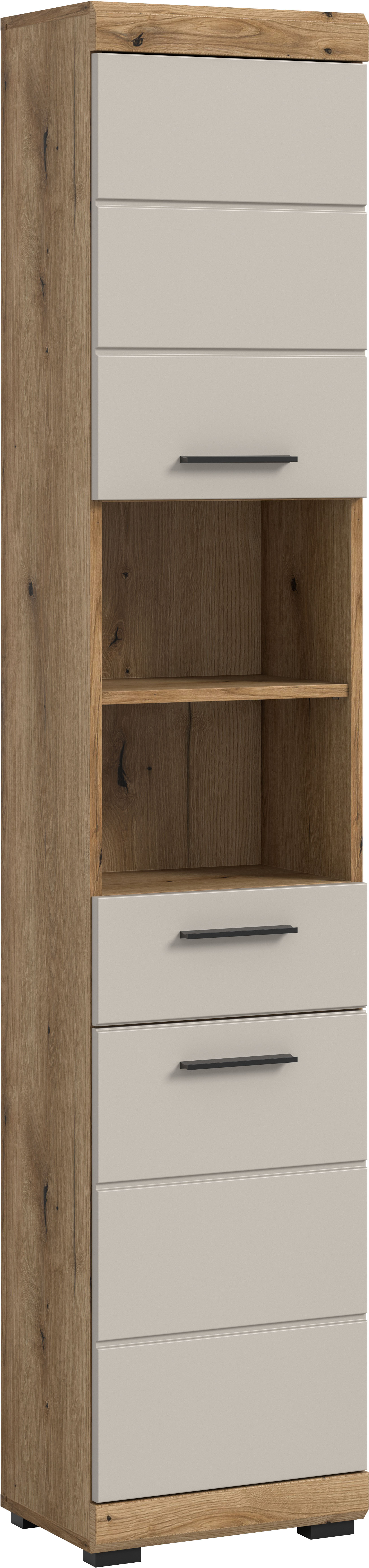 welltime Hochschrank "SIENA, Breite 37cm, 2 Tür, 1 Schubkasten, 2 offene Fächer, MDF-Front" TOPSELLER, 1 Stk. tlg. in verschiedenen Farben erhältlich, Badmöbel, Badschrank, Schrank, Bad