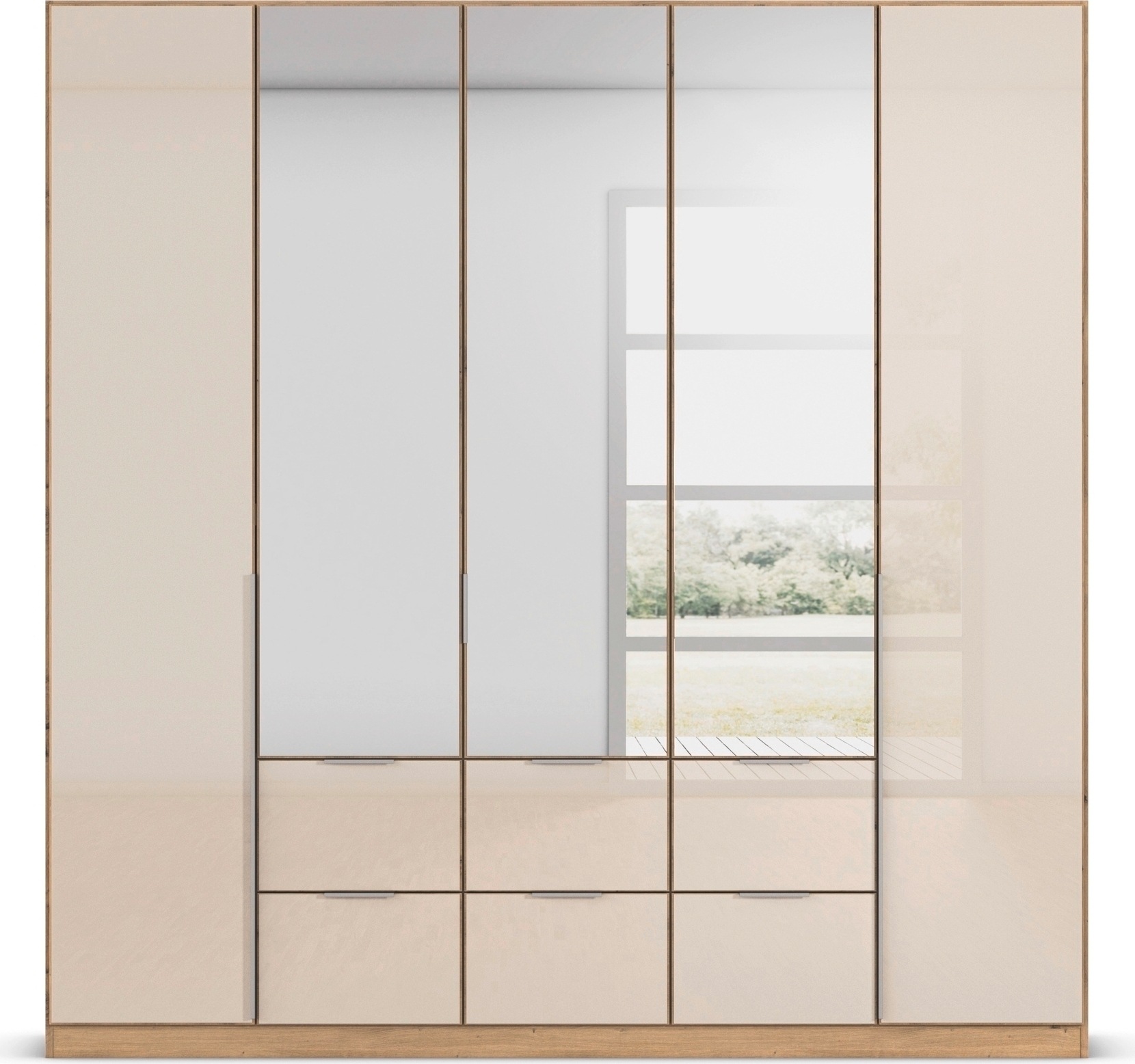 rauch Drehtürenschrank »Kleiderschrank Kleiderschränke Schrank Garderobe AGORDO mit Glasfront«, mit Außenschubkästen, in 6 Breiten und 2 Höhen MADE IN GERMANY