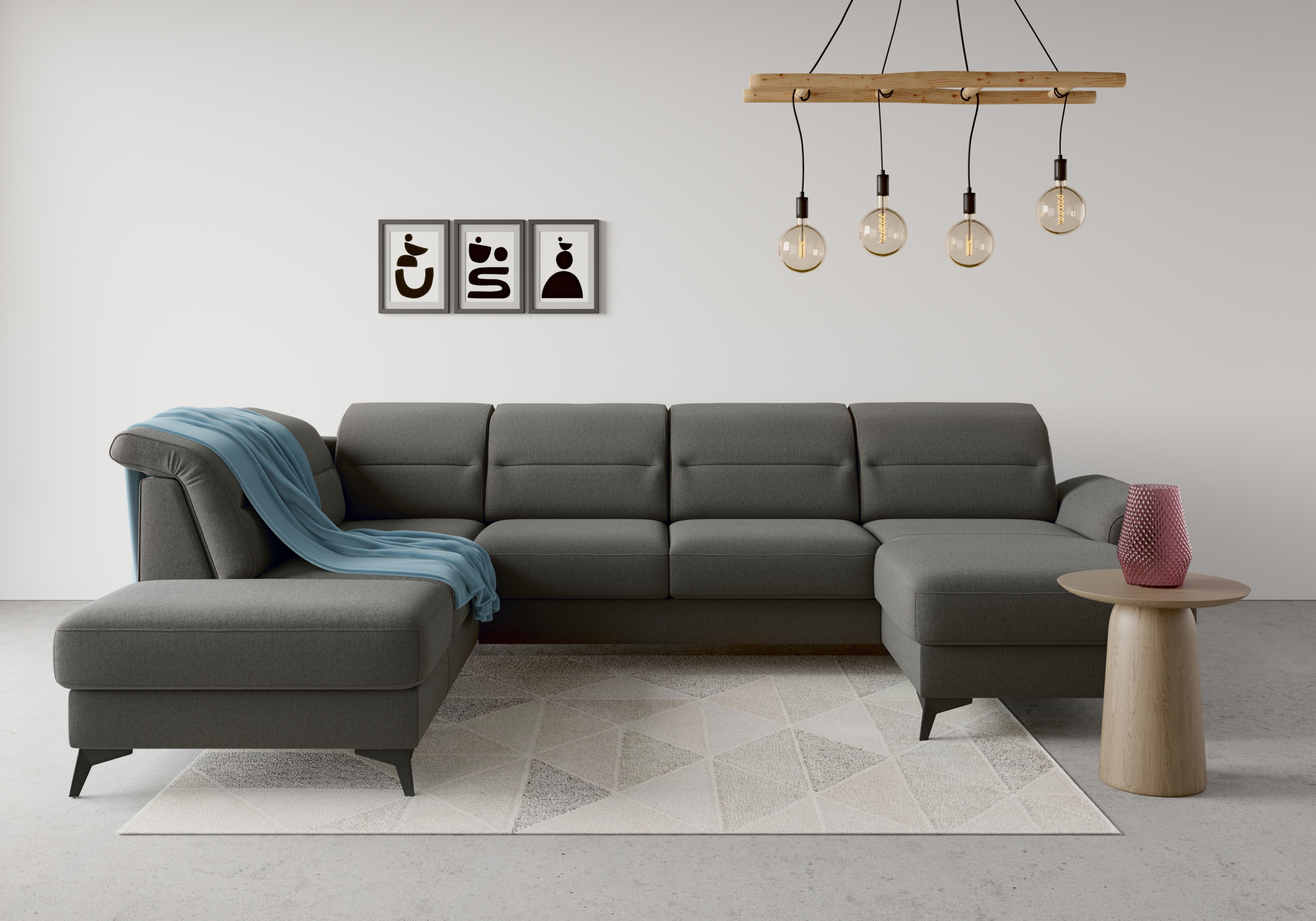 sit&more Wohnlandschaft "Sinatra U-Form" optional mit Kopfteilverstellung und Armteilfunktion, Metallfüße