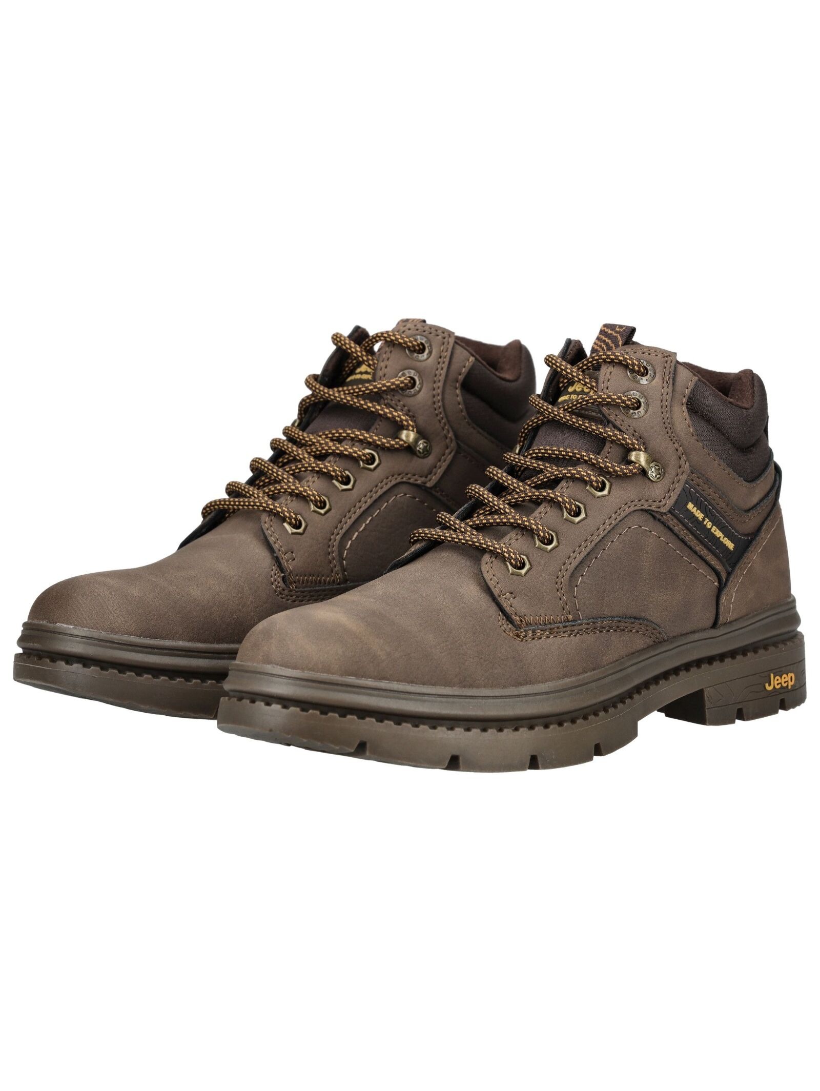 Schnürstiefelette JEEP "Jeep Stiefelette Lederimitat/Textil", Herren, Gr. 43, dunkelbraun, Lederimitat, Textil, Schuhe Schnürstiefelette 3