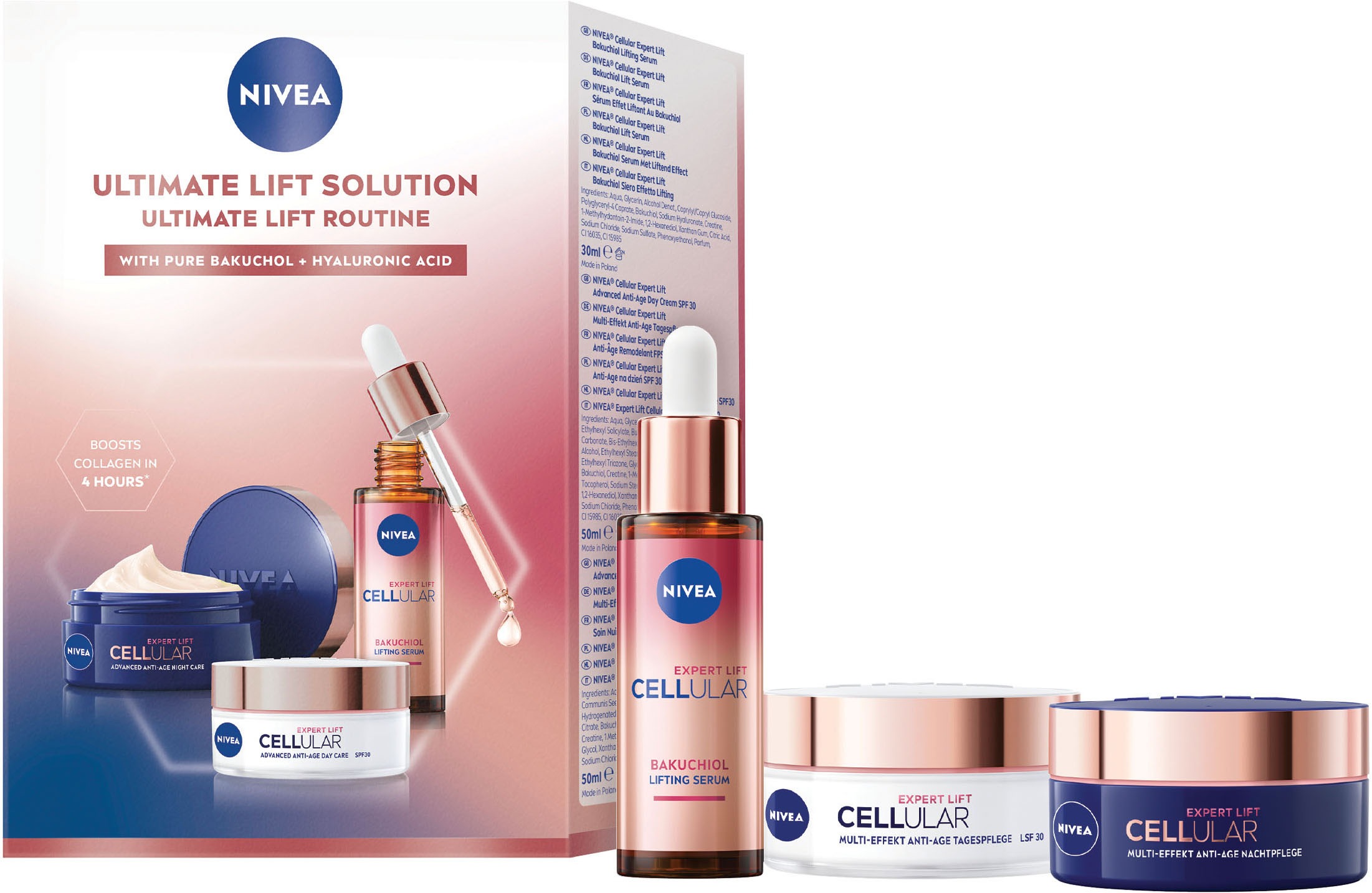 NIVEA Damen Gesichtspflege-Set "NIVEA CELLULAR Expert Lift Routine Set", 373mlweiß, Hautpflegemittel
