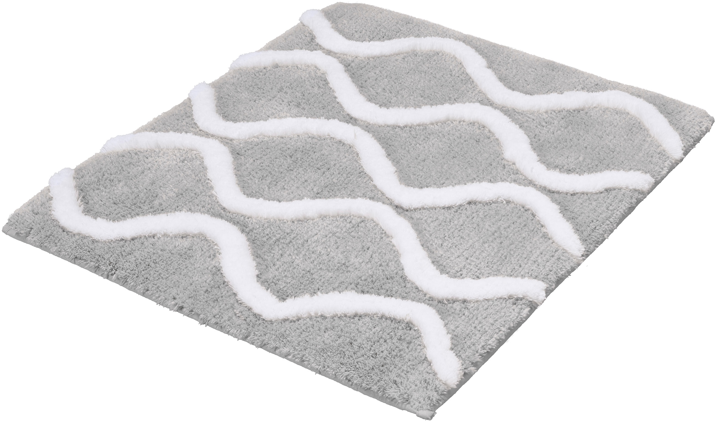 Kleine Wolke Badematte "Piana, Badvorleger, Badezimmer Teppich" Höhe 23 mm rutschhemmend beschichtet fußbodenheizungsgeeignet Badteppich, modernes Wellen 3D-Design