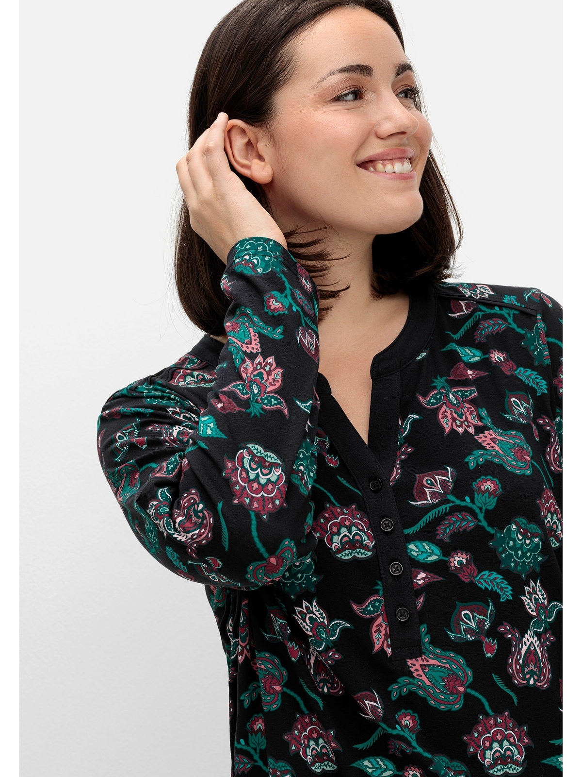 Sheego Nachthemd »Große Größen«, mit Blumenprint und Knopfleiste