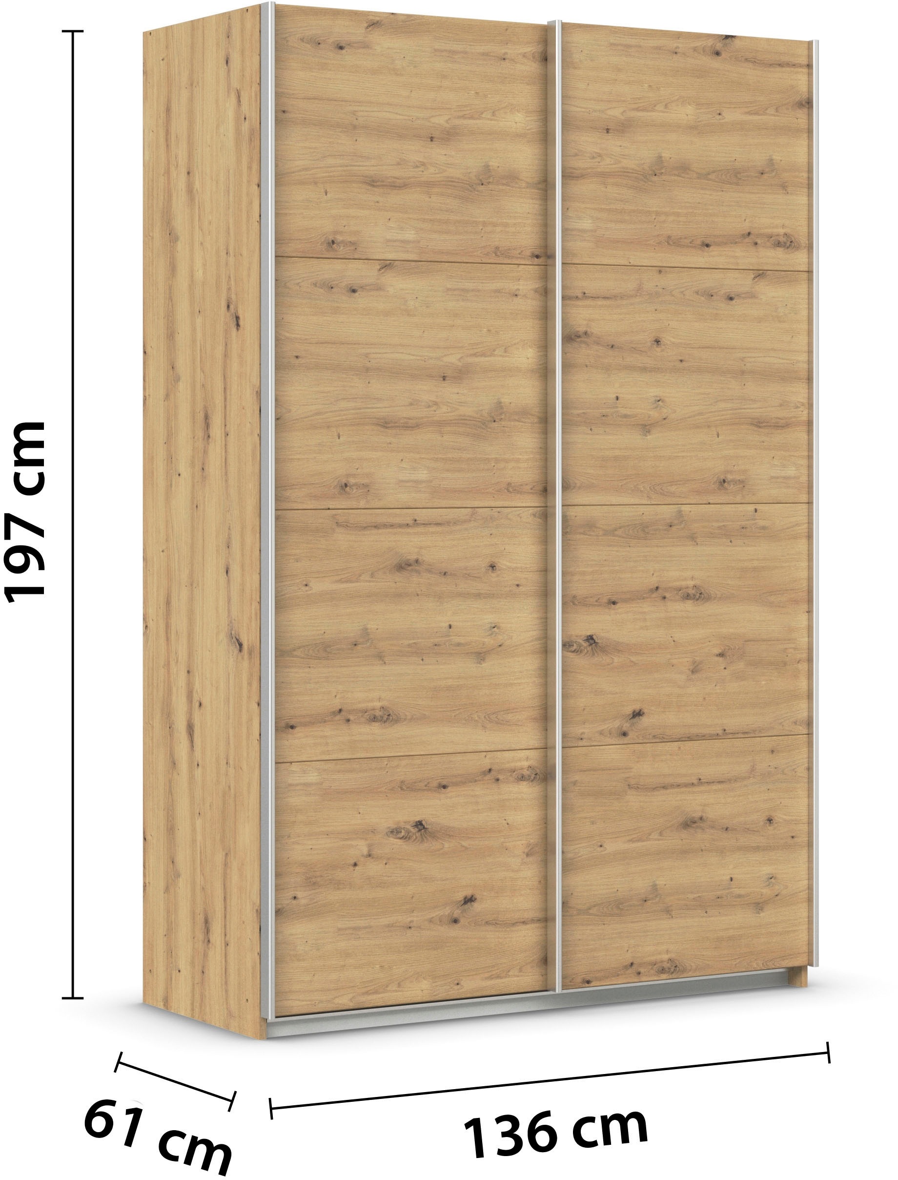 INOSIGN BY RAUCH Schwebetürenschrank »Kleiderschrank Schrank Garderobe Schlafzimmerschrank THANOS«, (in 3 verschiedenen Ausstattungen BASIC/CLASSIC/PREMIUM), Optional mit Spiegel, Metall-Griffleisten alufarben MADE IN GERMANY