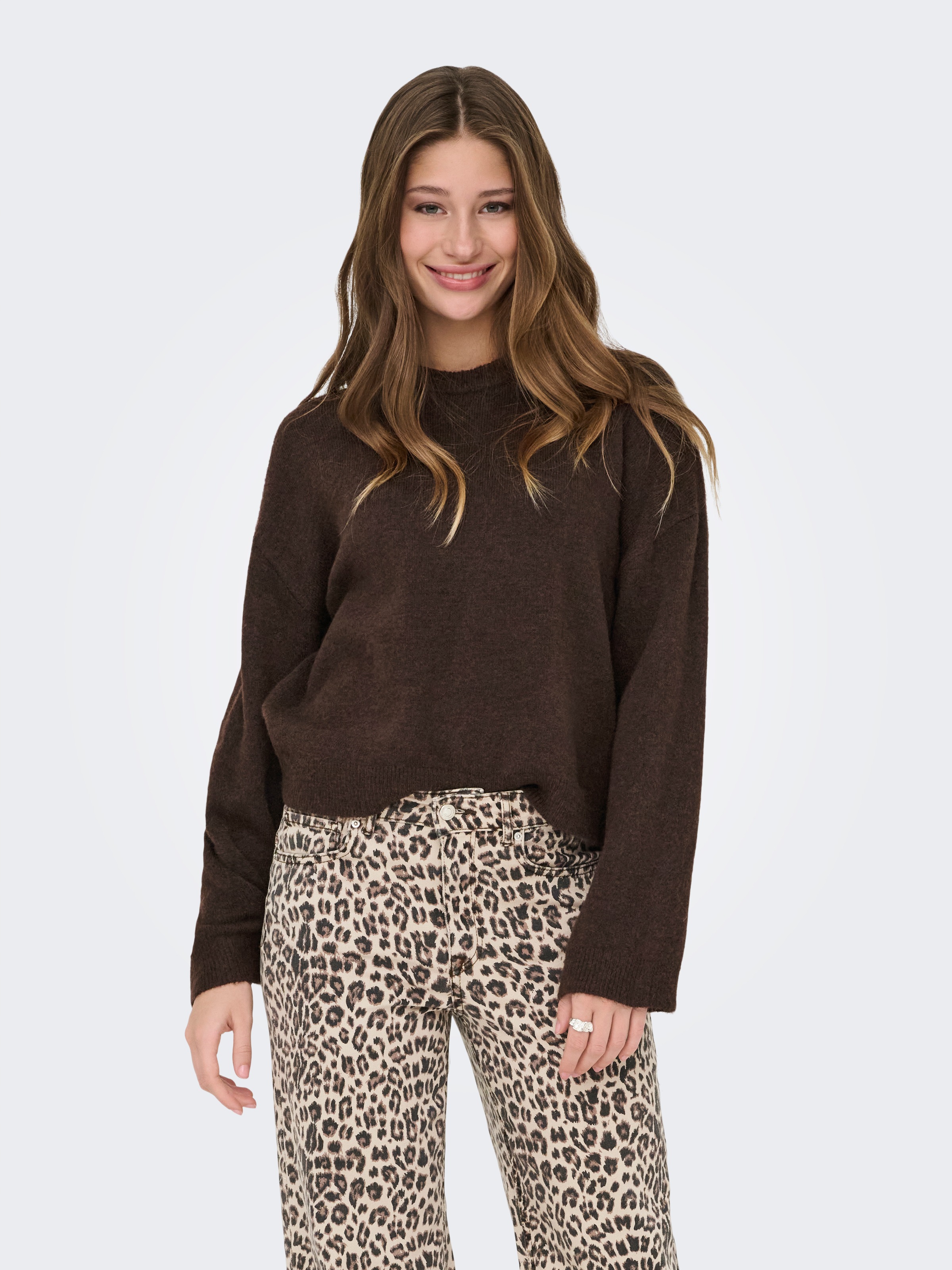 Only Rundhalspullover "Onlsimoni L/S O-Neck Pullover Knt Noos" Materialmix, Regular Fit