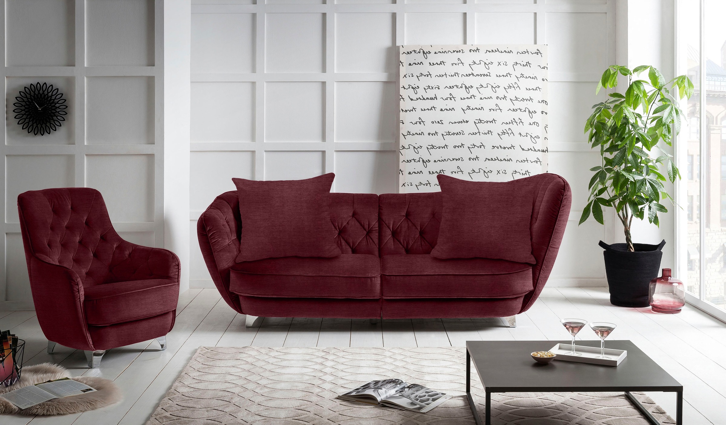 Leonique Big-Sofa »Retro«, stylischer Hochlehner
