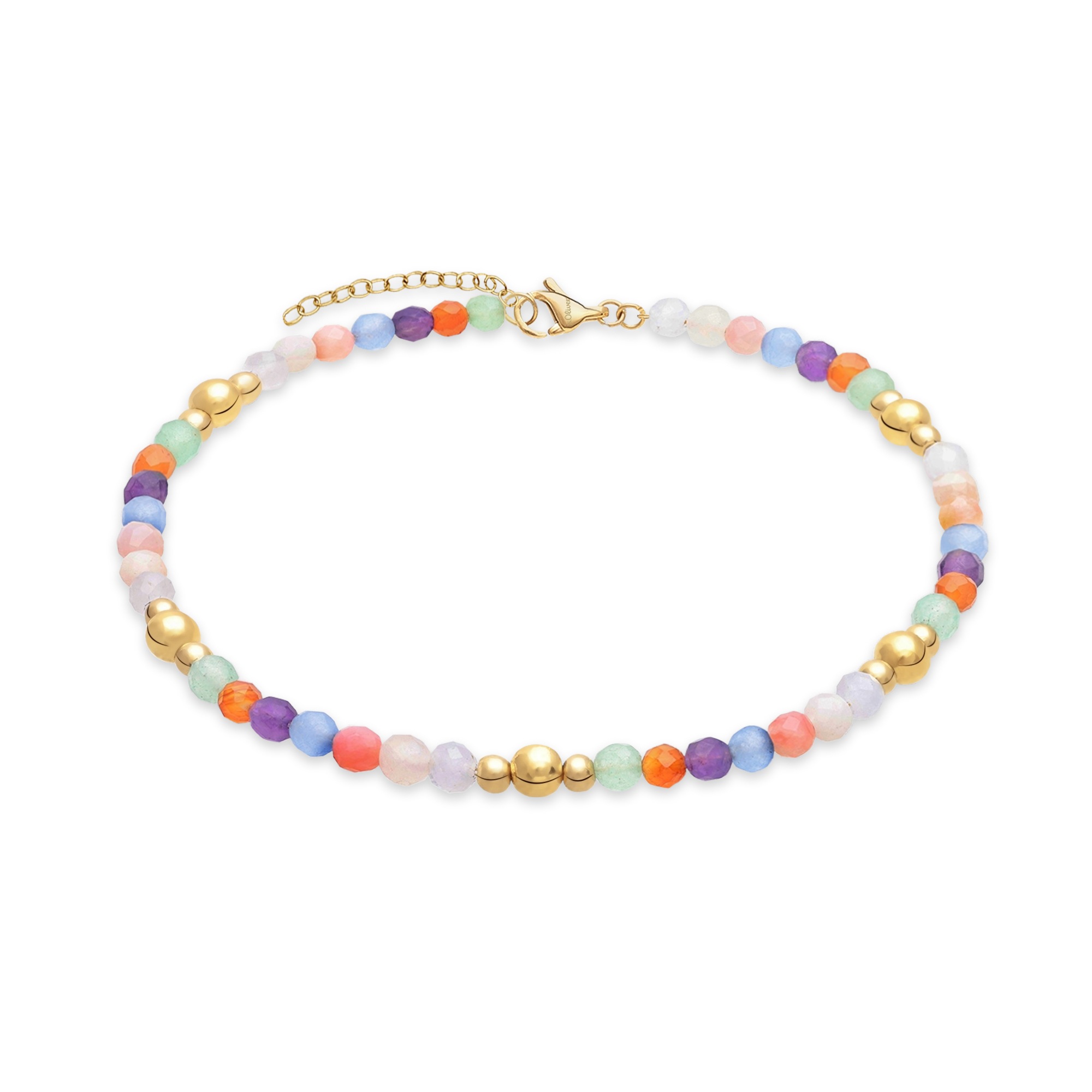 "Fußkette S.OLIVER ""Colorful Beads"", gelbgoldfarben, multicolor, Fußketten, Damen, Edelstahl Perlen, Edelstahl, Perlen, mit Glasperle"