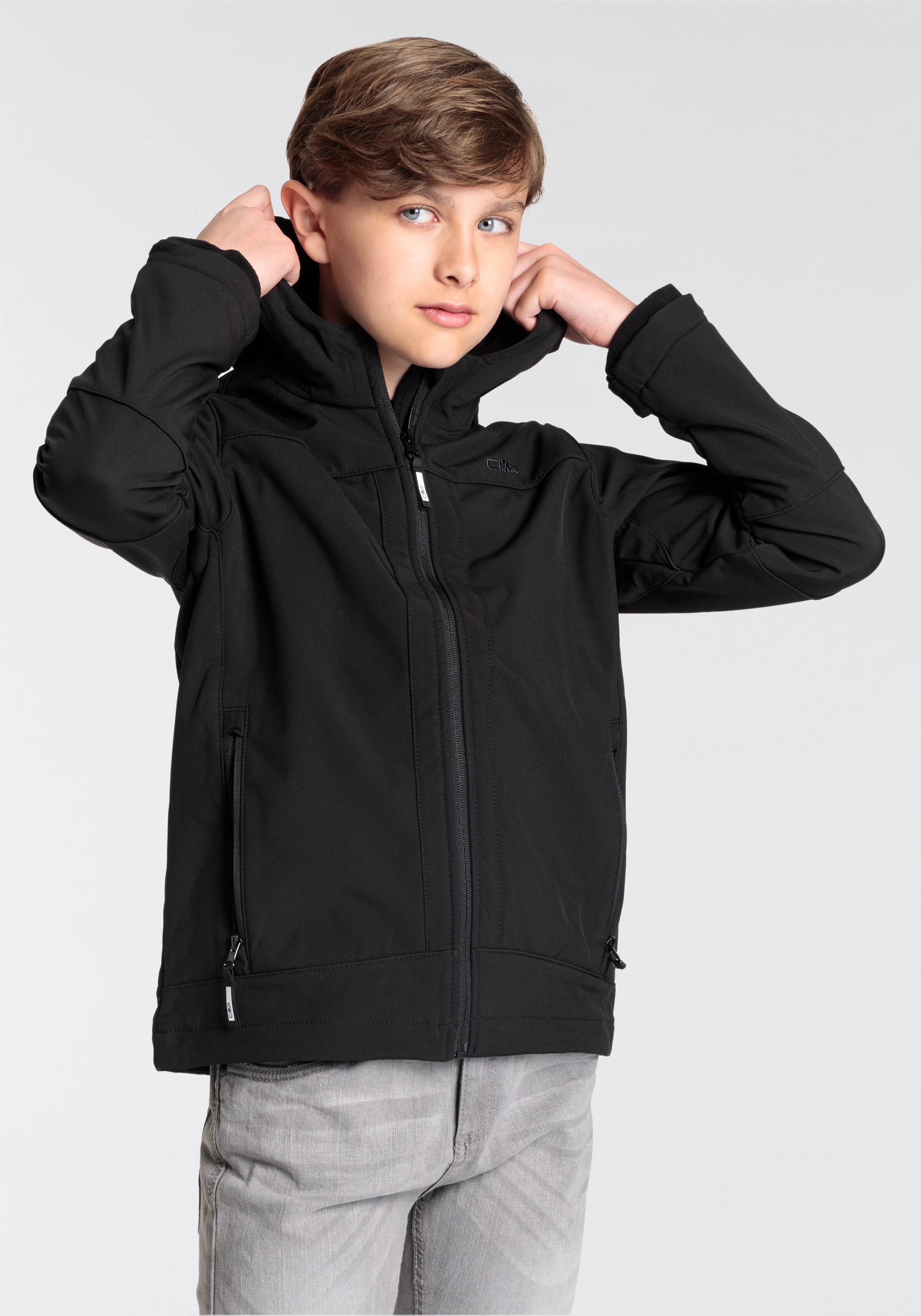 CMP Softshelljacke "KID SOFTSHELL JACKET FIX HOOD für Kinder", (1 St.), mit Kapuze, Atmungsaktiv & Wärmeisolierend & Was