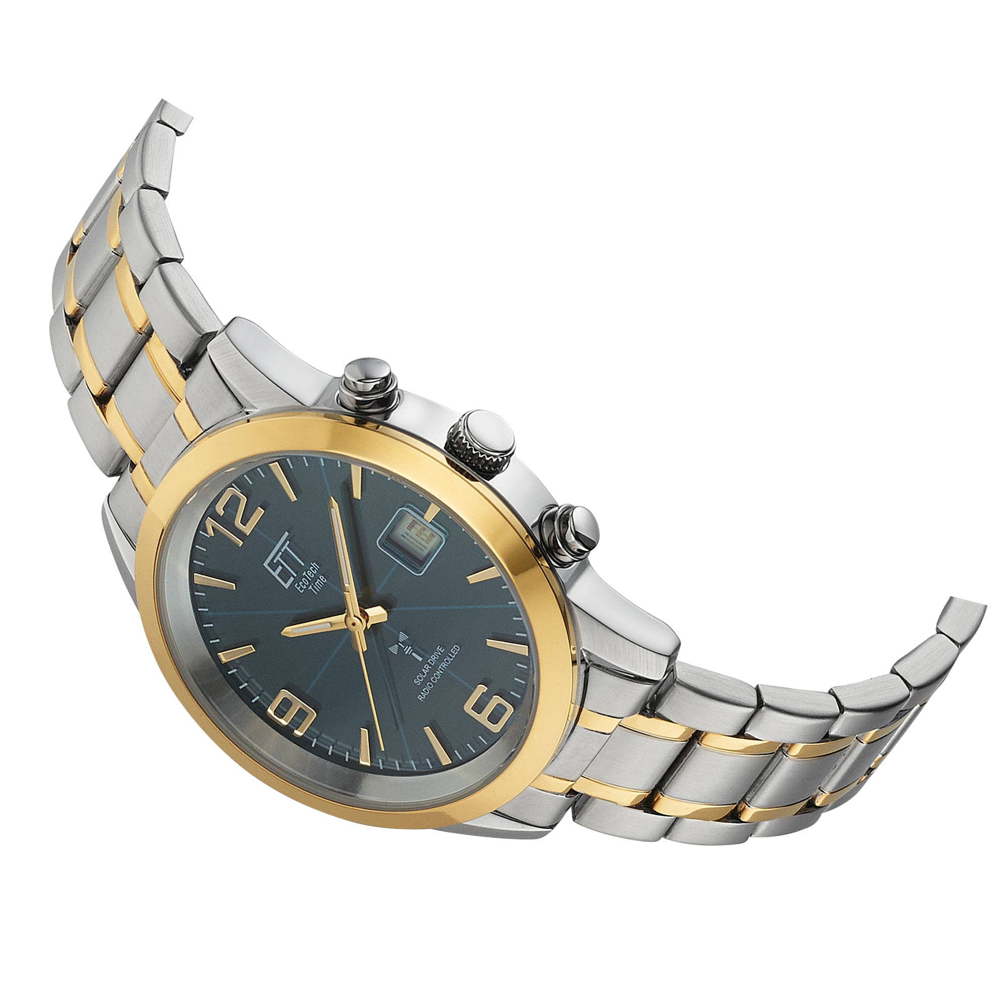 ETT Funkuhr »Gobi« Armbanduhr, Solar, Herrenuhr, Edelstahlarmband, analog, digital