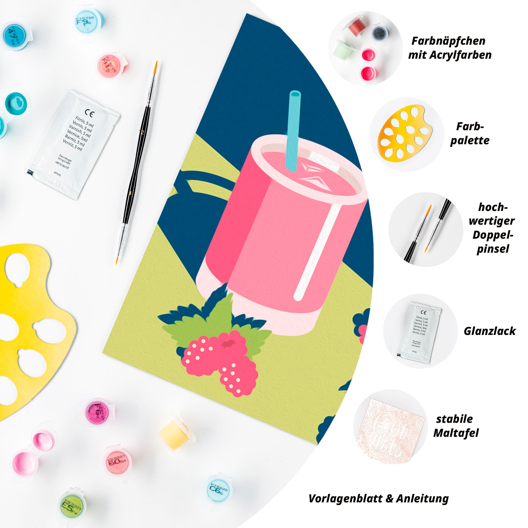 Ravensburger Malen nach Zahlen »CreArt, Adults Trend, Mocktail Himbeere«, für Erwachsene; Made in Europe