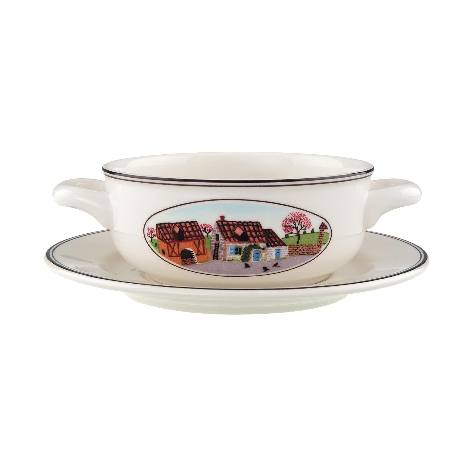 VILLEROY & BOCH Schale "Suppentasse mit Untertasse Design Naif 450 ml bunt", bunt, Schüsseln