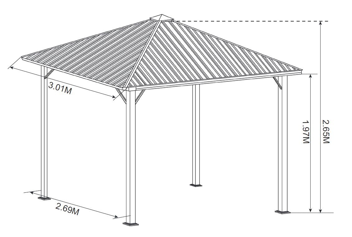 KONIFERA Pavillon »Samos«, BxT: 300x300 cm, Stahlgestell, ohne Seitenteile