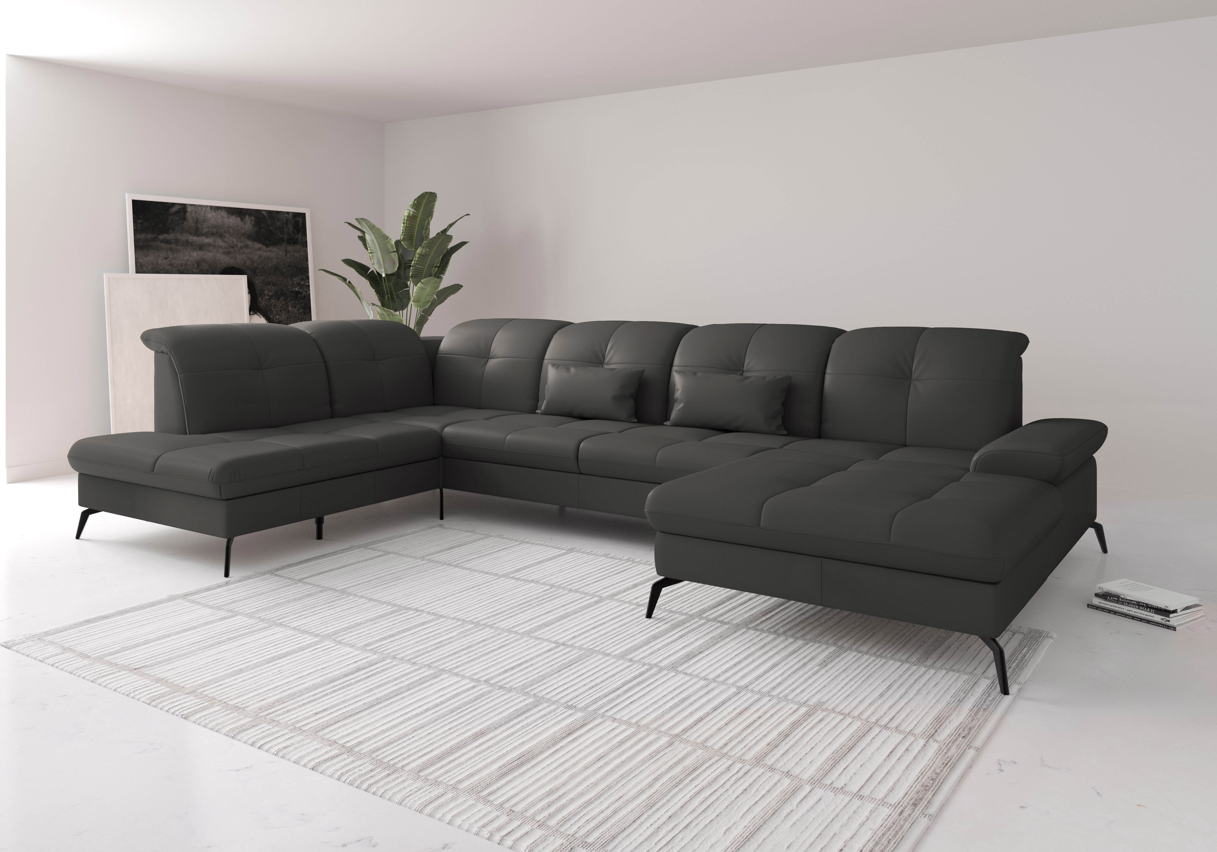 sit&more Wohnlandschaft "Amica, U-Form, inkl. Sitztiefenverstellung und Armteilverstellung" wahlweise mit Kopfteilverstellung, Schlaffunktion und Bettkasten
