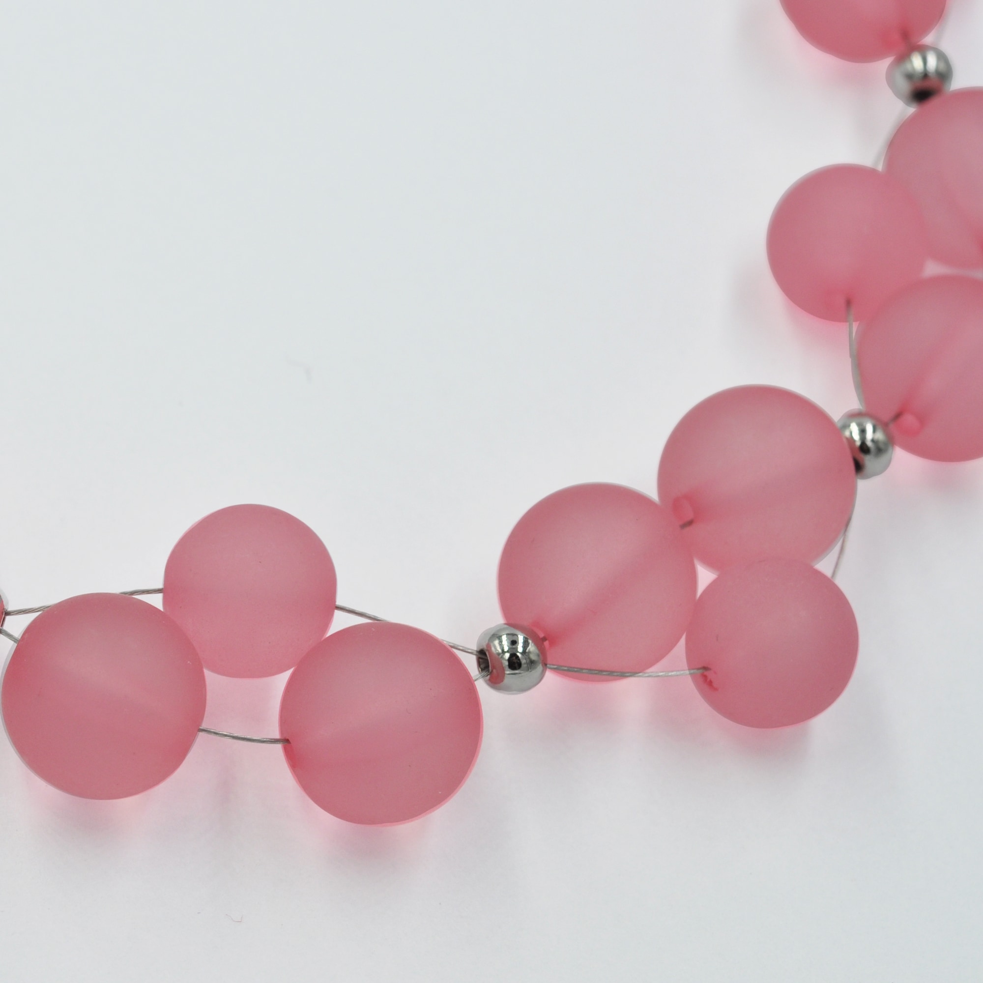 Steuer Collierkettchen »Rhodiumfarbenes Drahtcollier mit pinkfarbenen Zierperlen«