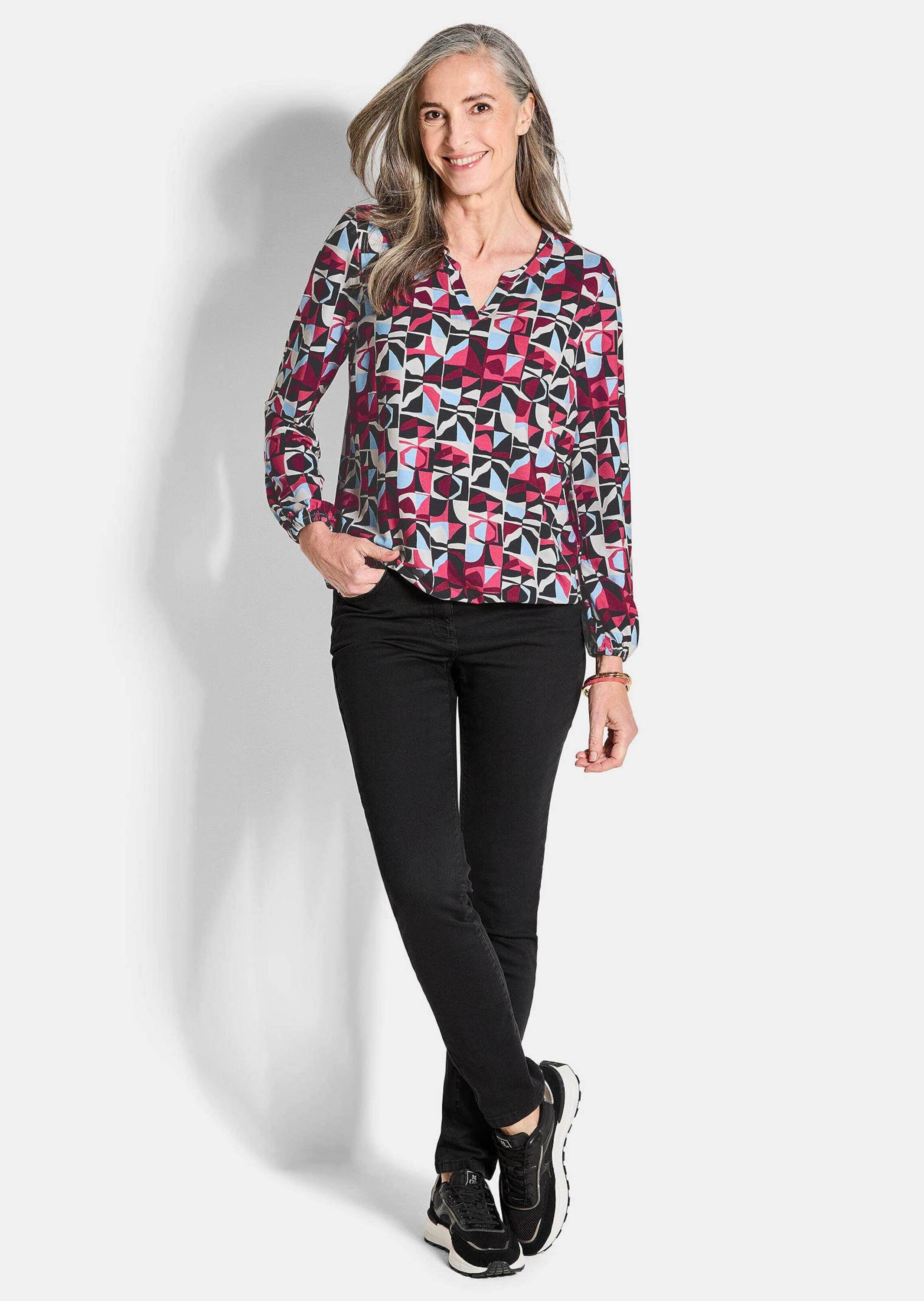 GOLDNER Print-Shirt "Kurzgröße Druckshirt aus Viskose mit Rundhals" Grafisc günstig online kaufen