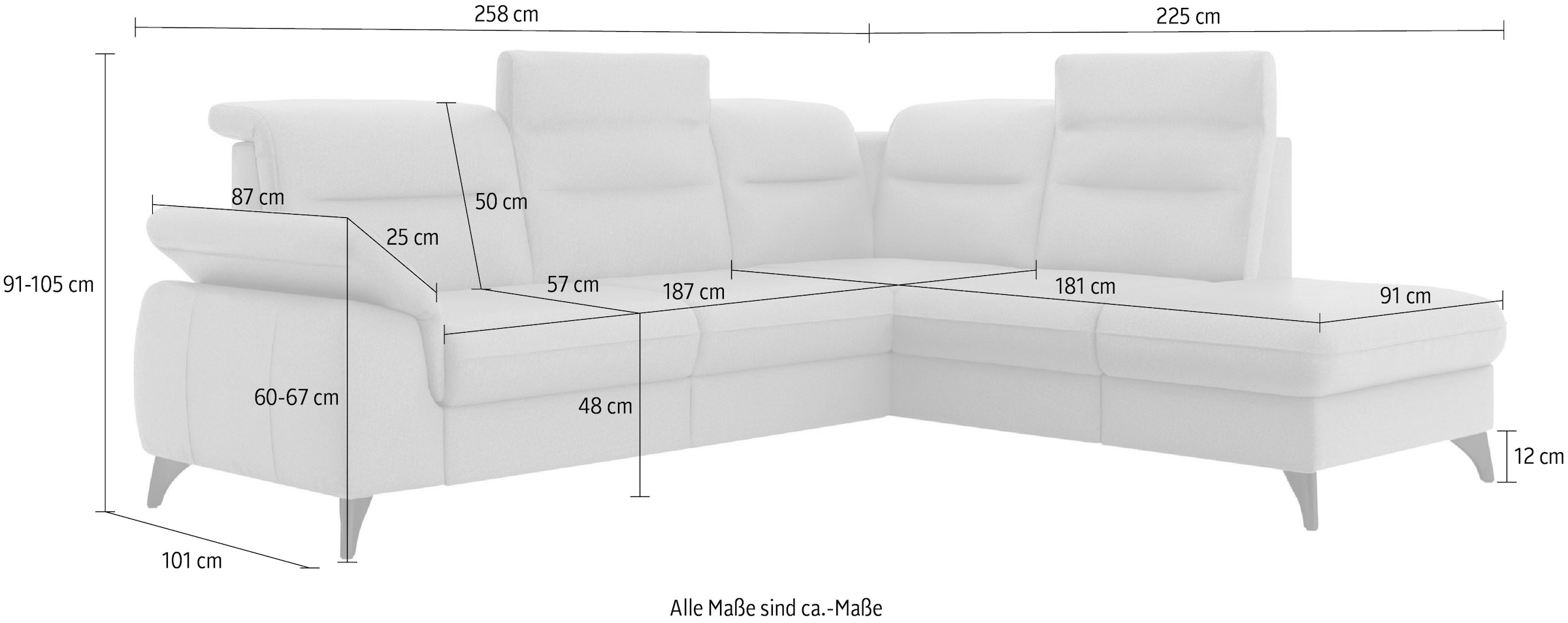 sit&more Ecksofa »Astoria L-Form«, wahlweise mit motorischer Relaxfunktion
