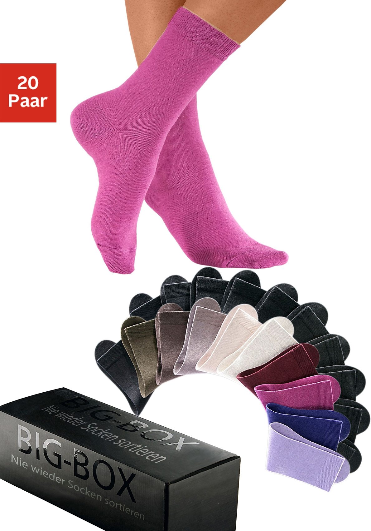 Go in Basicsocken "Damensocken in der Großpackung" Box, 20 Paar tlg. in der Big-Box
