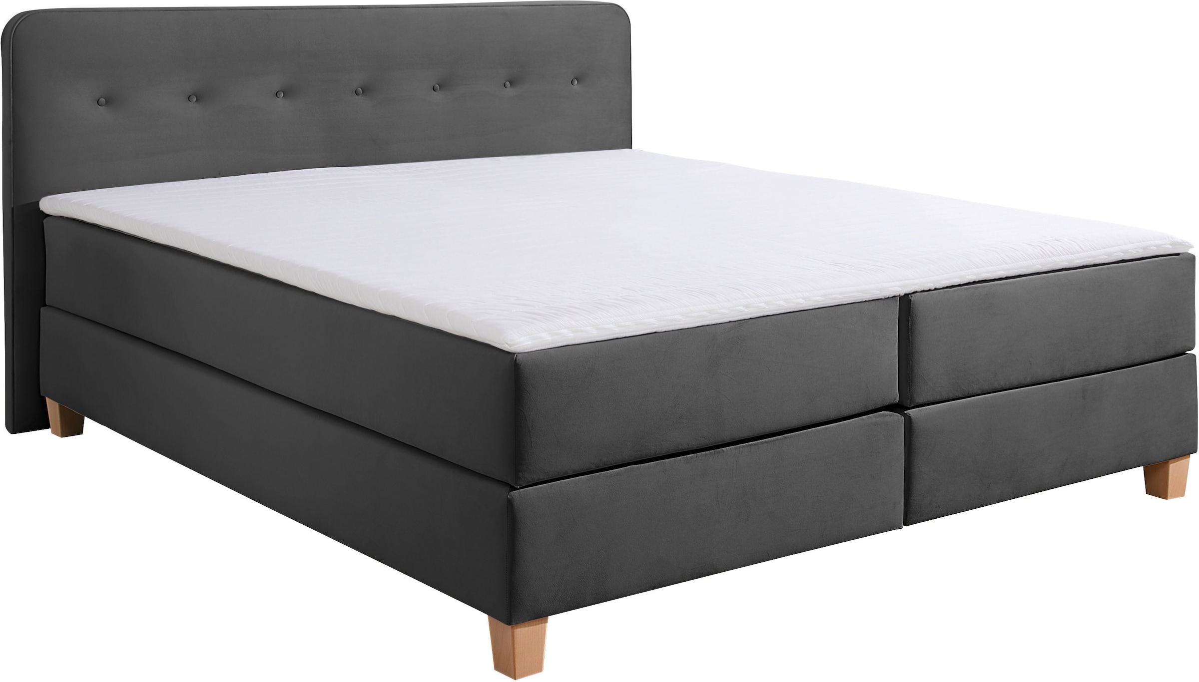 Home affaire Boxspringbett »Fargo«, inkl. Topper, in 3 Matratzenarten, in Samt- oder Strukturstoff