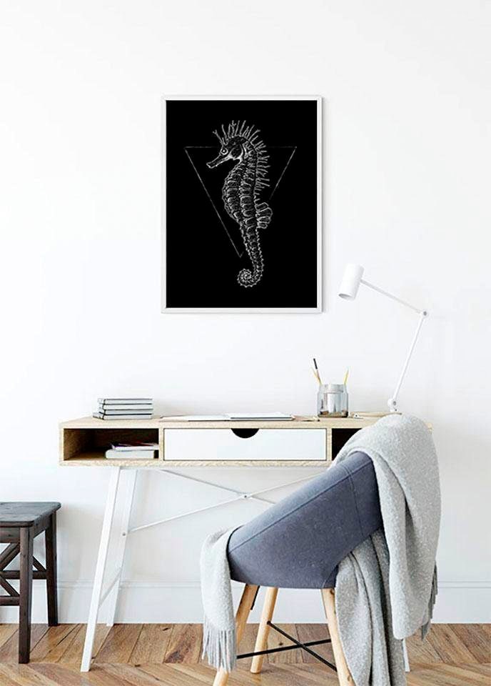 Komar Bild »Sea Horse Black«, Tiere, (1 St.), Wandbild zur Dekoration - ohne Rahmen