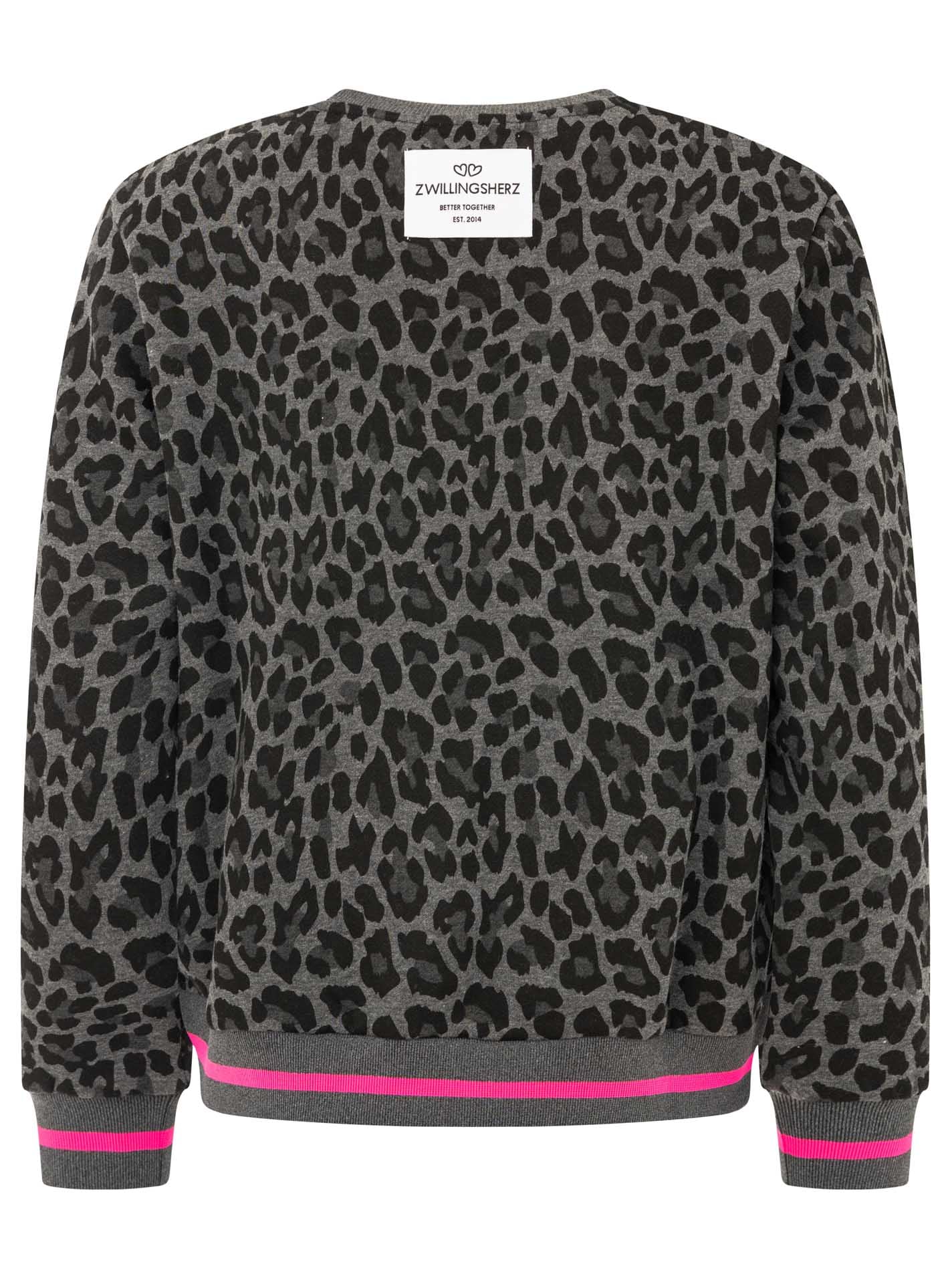 Zwillingsherz Sweatshirt »"Leo Love"«, Mini Me, Rundhals, elastische Bündchen, Leo-Allover, Herzpatch
