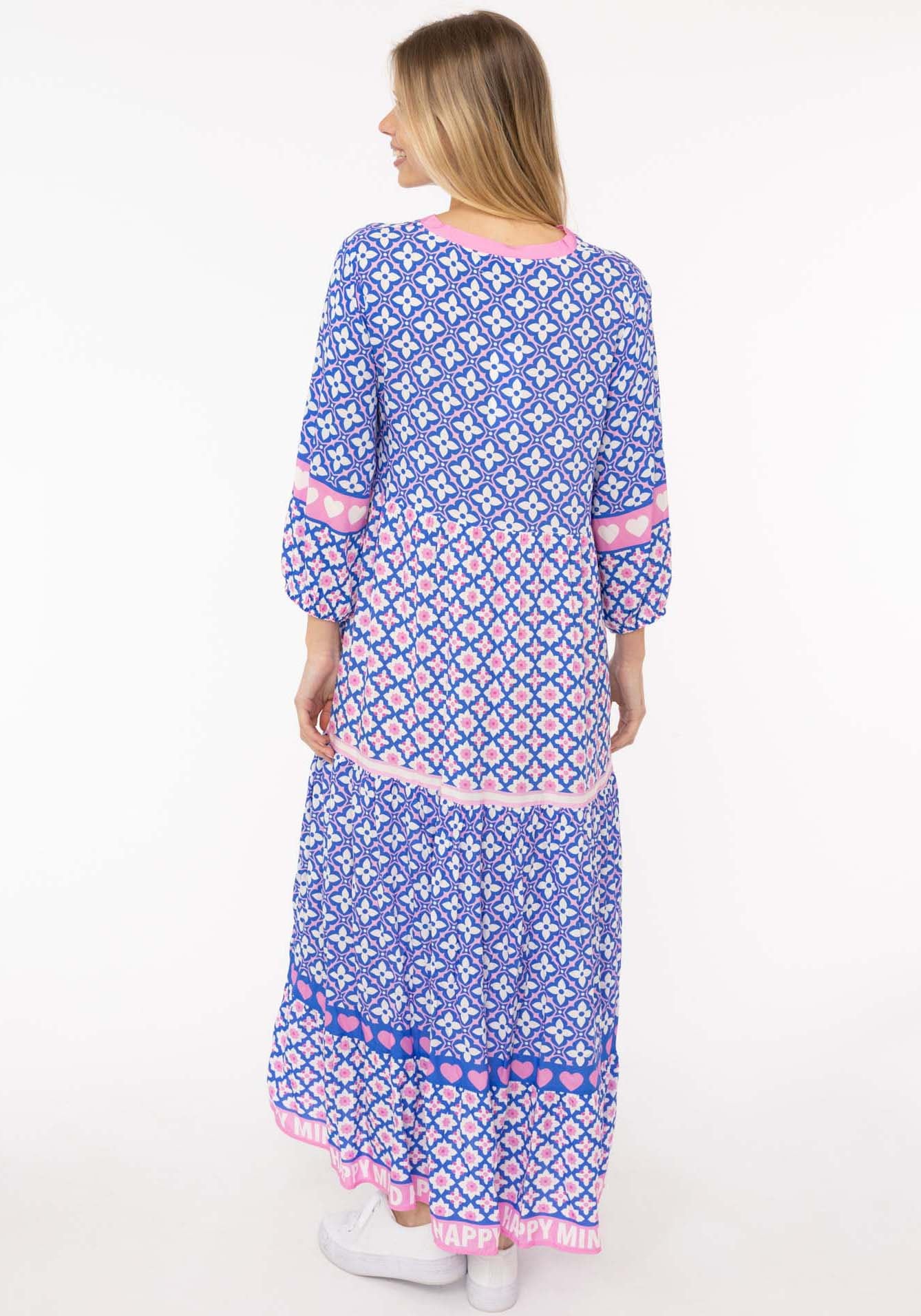 Zwillingsherz Maxikleid »"Dreams"«, mit Mustermix, Knopfleiste und 3/4 Arm
