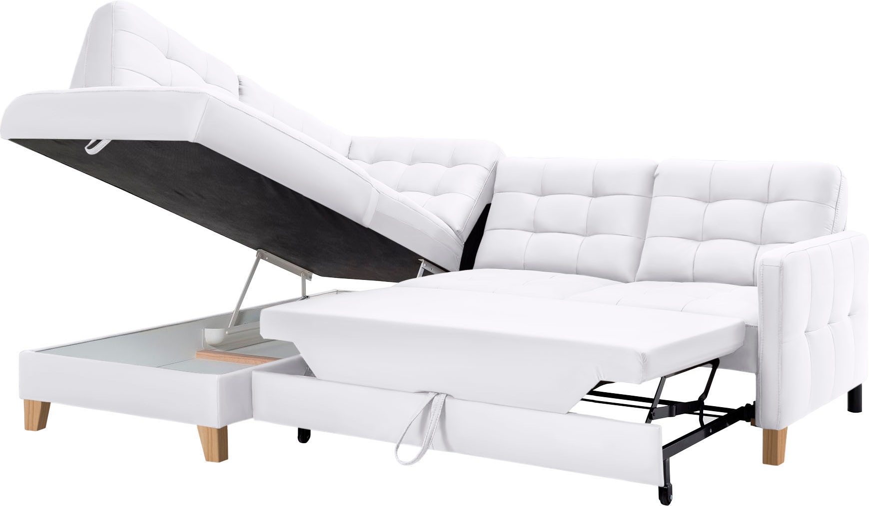 exxpo - sofa fashion Ecksofa »Elio, kompakt und komfortabel, bequem, zeitloses Design, L-Form«, wahlweise mit Bettfunktion und Bettkasten