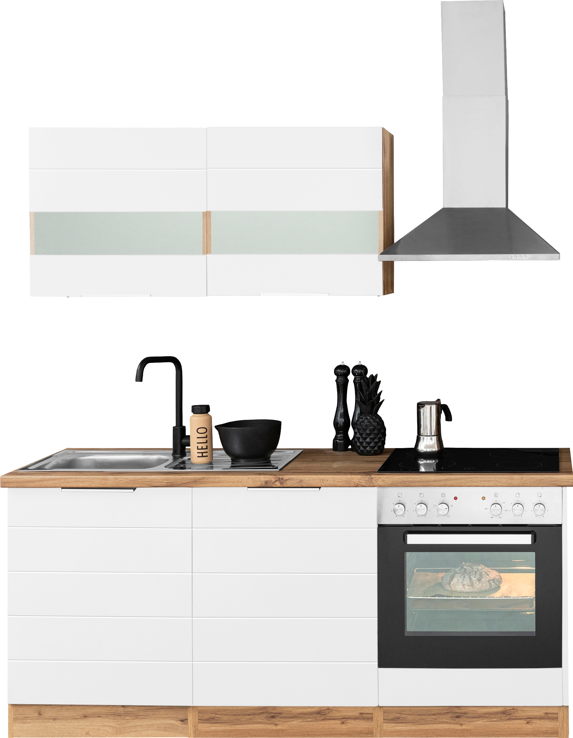 KOCHSTATION 1100000002199 "KS-Luhe" 180 cm breit, wahlweise mit oder ohne E-Geräten, gefräste MDF-Fronten
