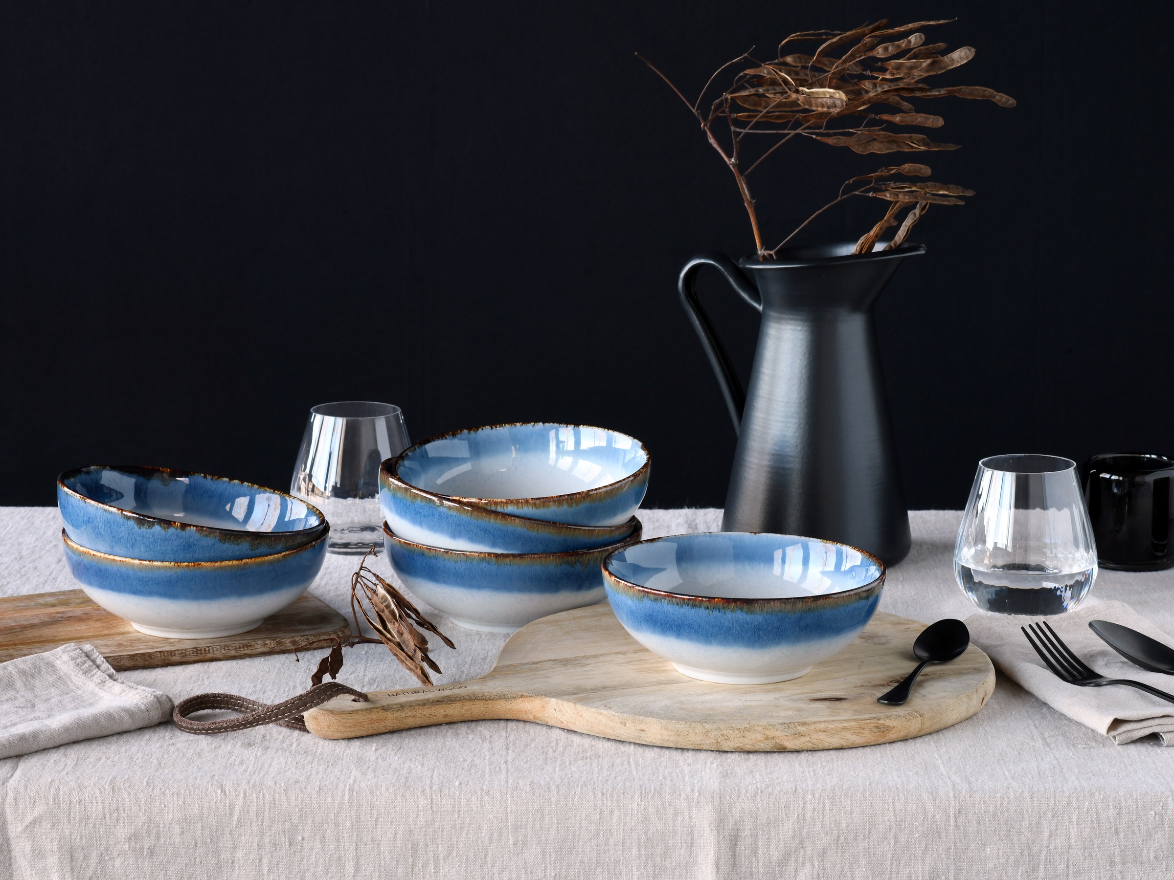 CreaTable Schale »Cascade, Smoothie Bowl, Ø 16,5 cm 6-tlg« 6 Stk. aus Steinzeug Rekativglasur, Healthy Food