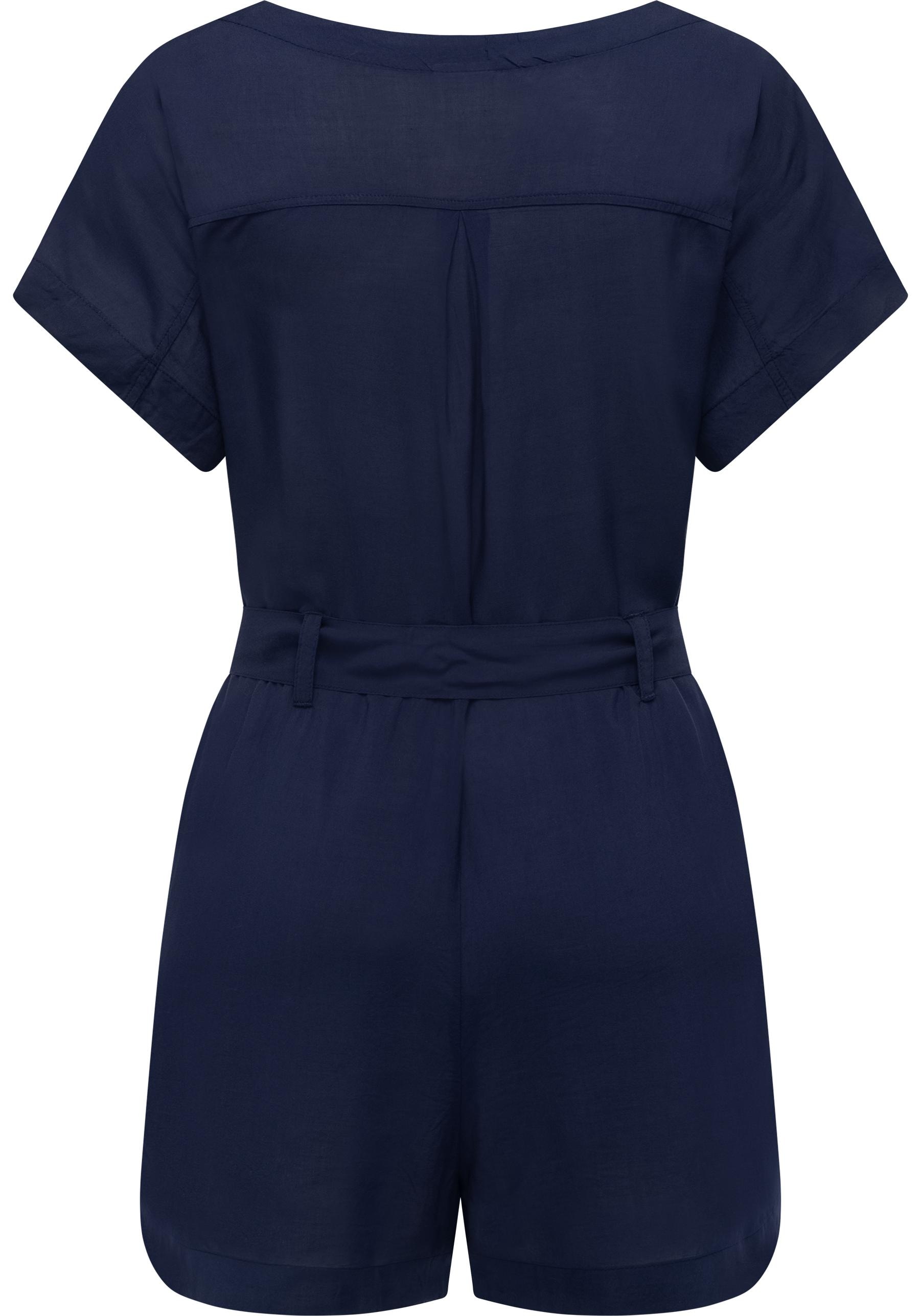 Ragwear Jumpsuit »Salwin Solid«, Kurzer Overall mit Taillen-Bindeband
