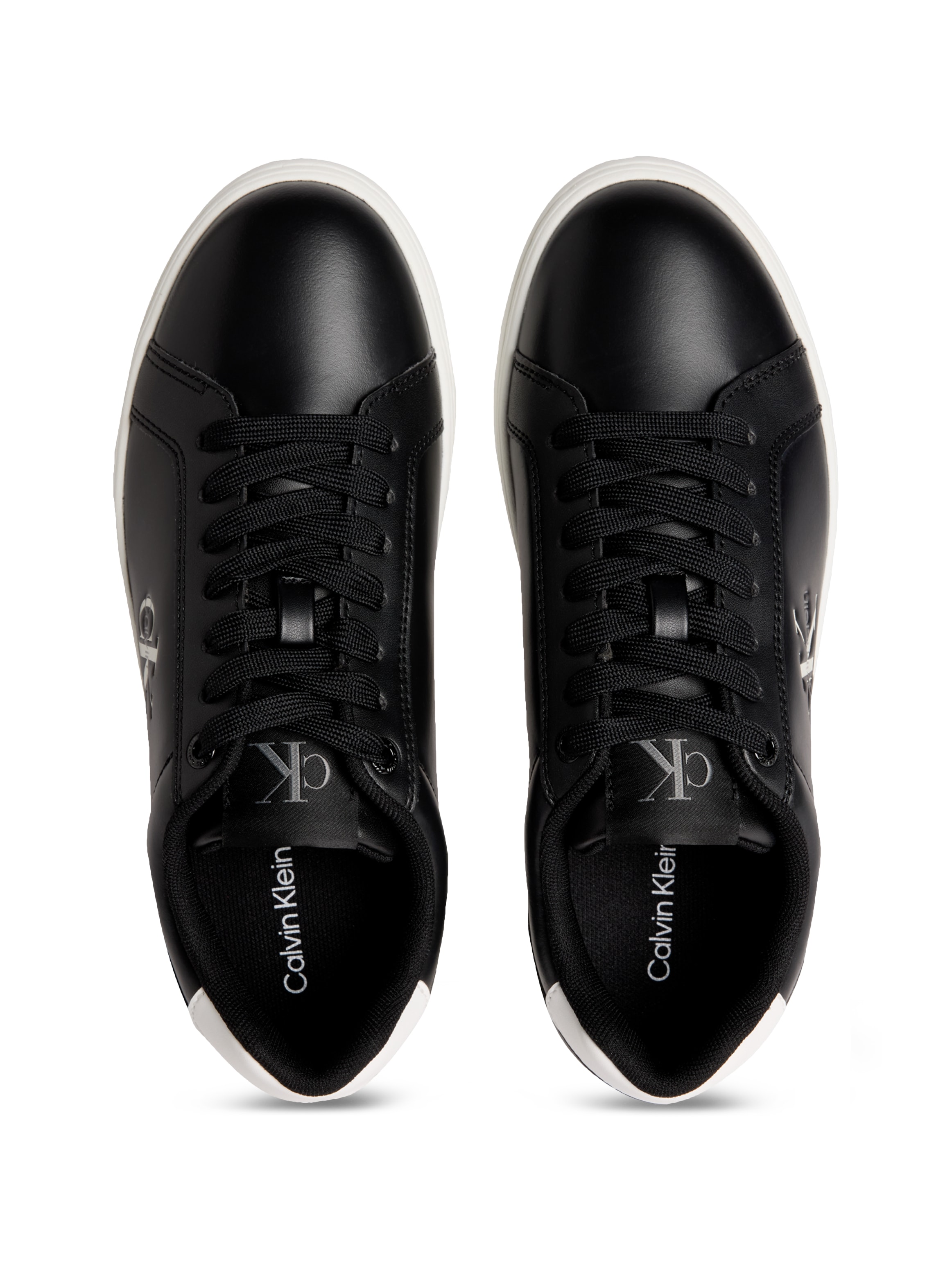 Calvin Klein Jeans Plateausneaker »CLASSIC CUPSOLE MONO LTH WN«, Schnürschuh, Halbschuh, Freizeitschuh mit seitlichem Logo