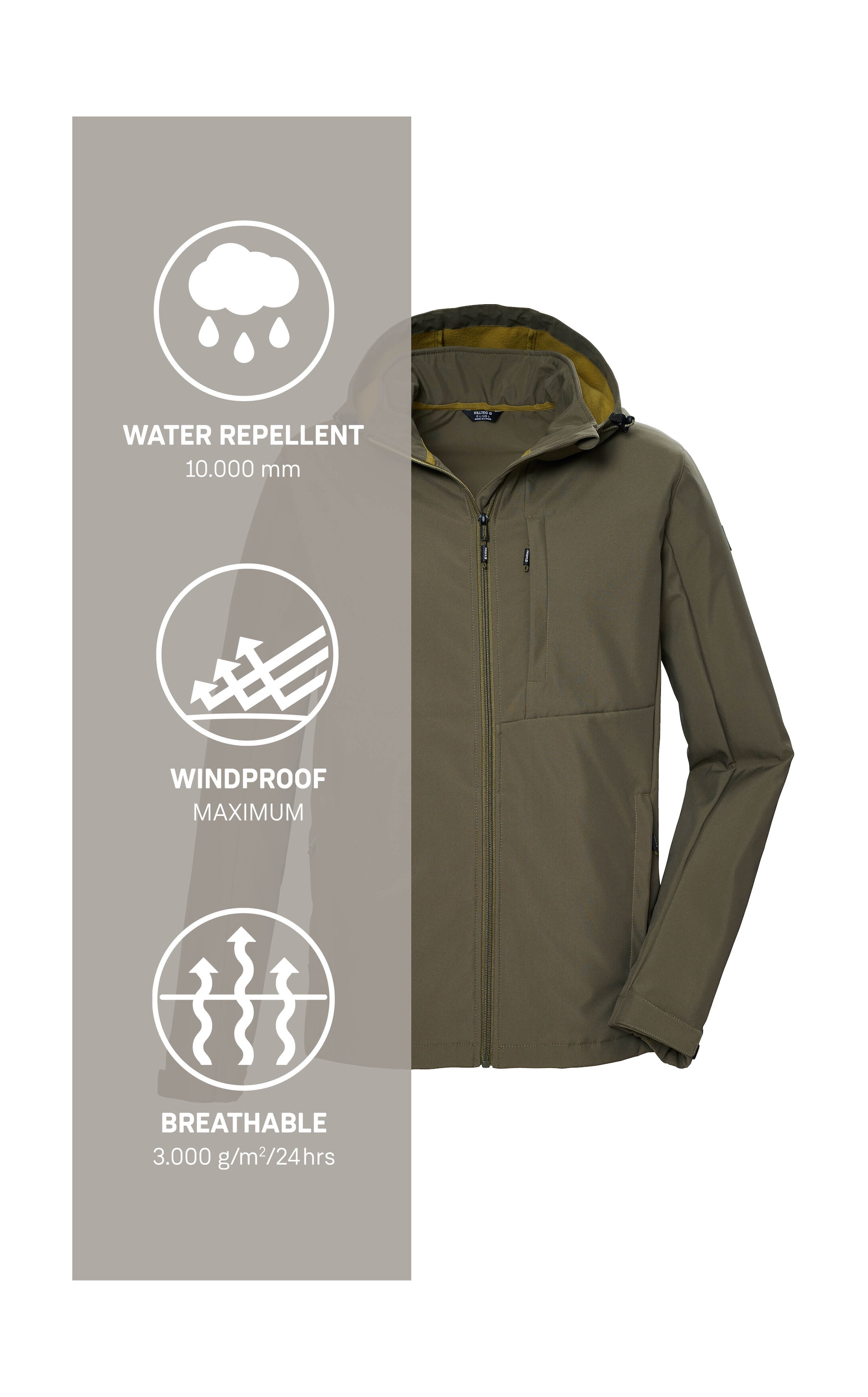 Killtec Softshelljacke »KOS 103 MN SFTSHLL JCKT«, Wasserabweisende, winddichte Softshelljacke, PFAS-frei imprägniert