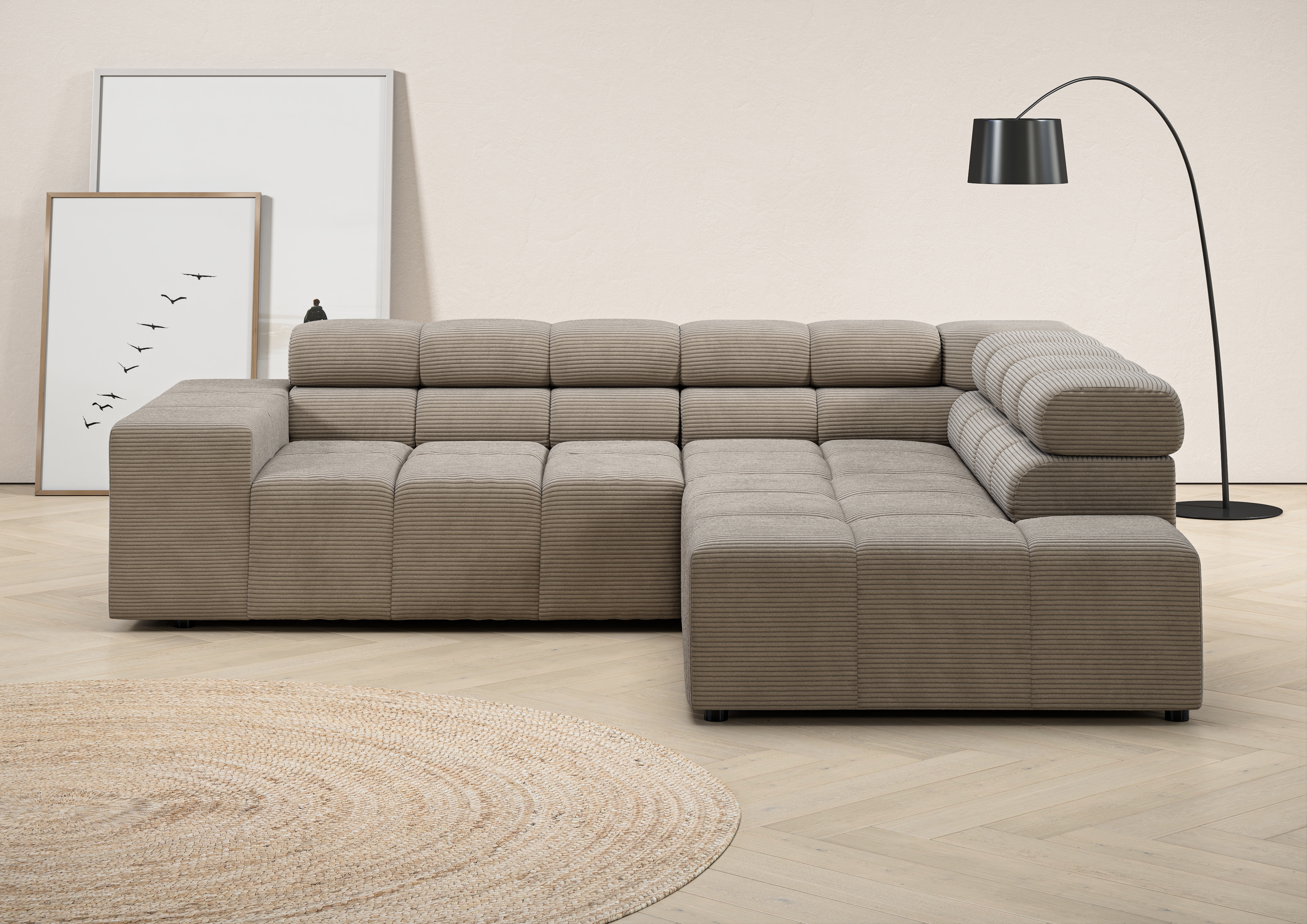Home affaire Ecksofa "Ancona, Ecksofa, incl. Kopfteilverstellung, Breite 249 cm, L-Form" wahlweise motorische Sitztiefenverstellung, B/T(H: 249/215/70 cm