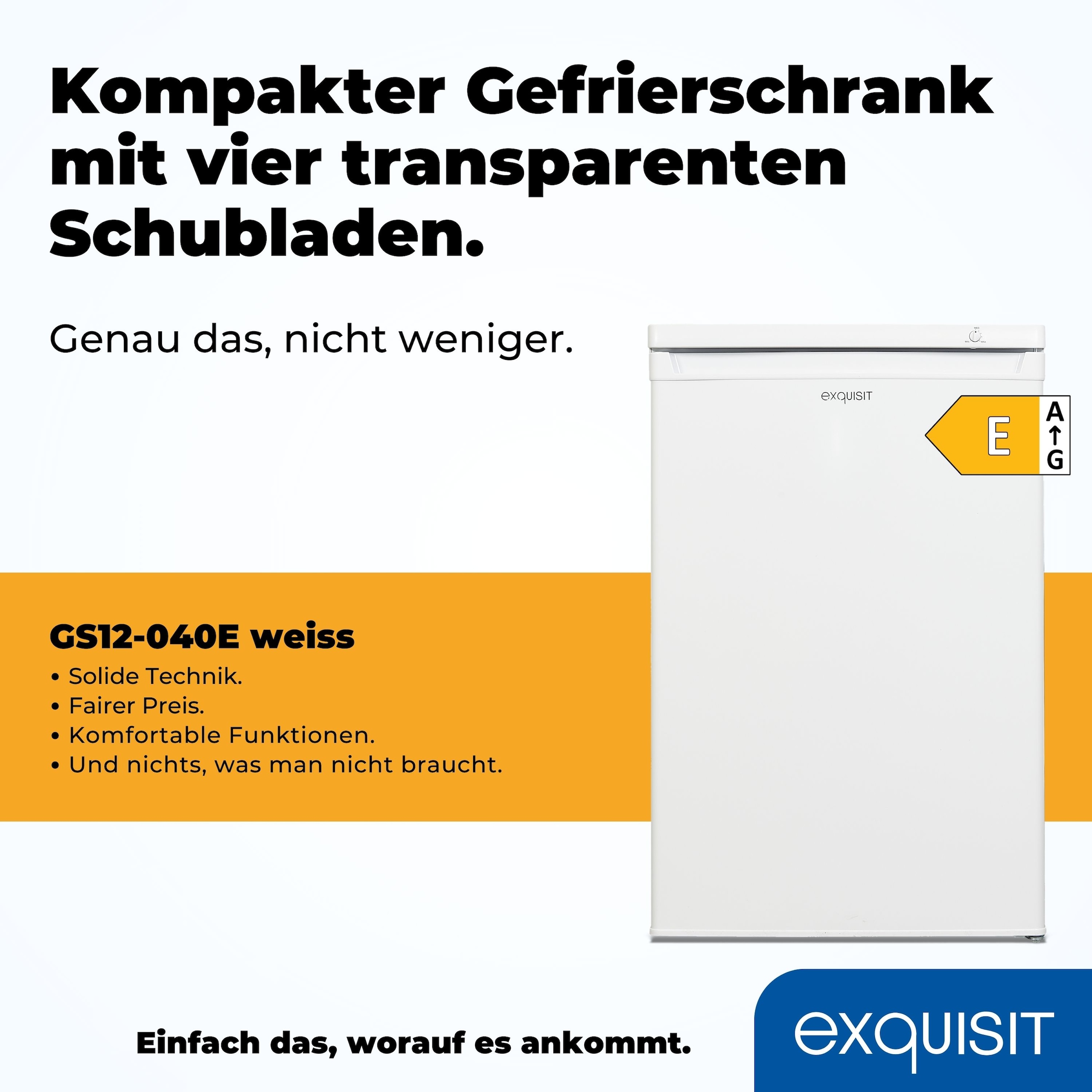 exquisit Gefrierschrank »GS12-040E weiss«, 85,5 cm hoch, 55,0 cm breit, 91 L Volumen, 4 Sterne Gefrieren