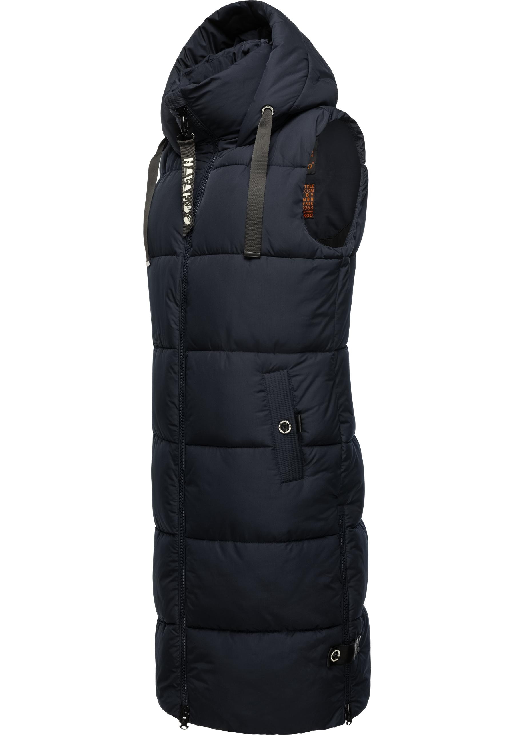 Navahoo Steppweste "Schnuffelchen" 1 Stk. warme Damen Outdoor-Weste lang mit Kapuze
