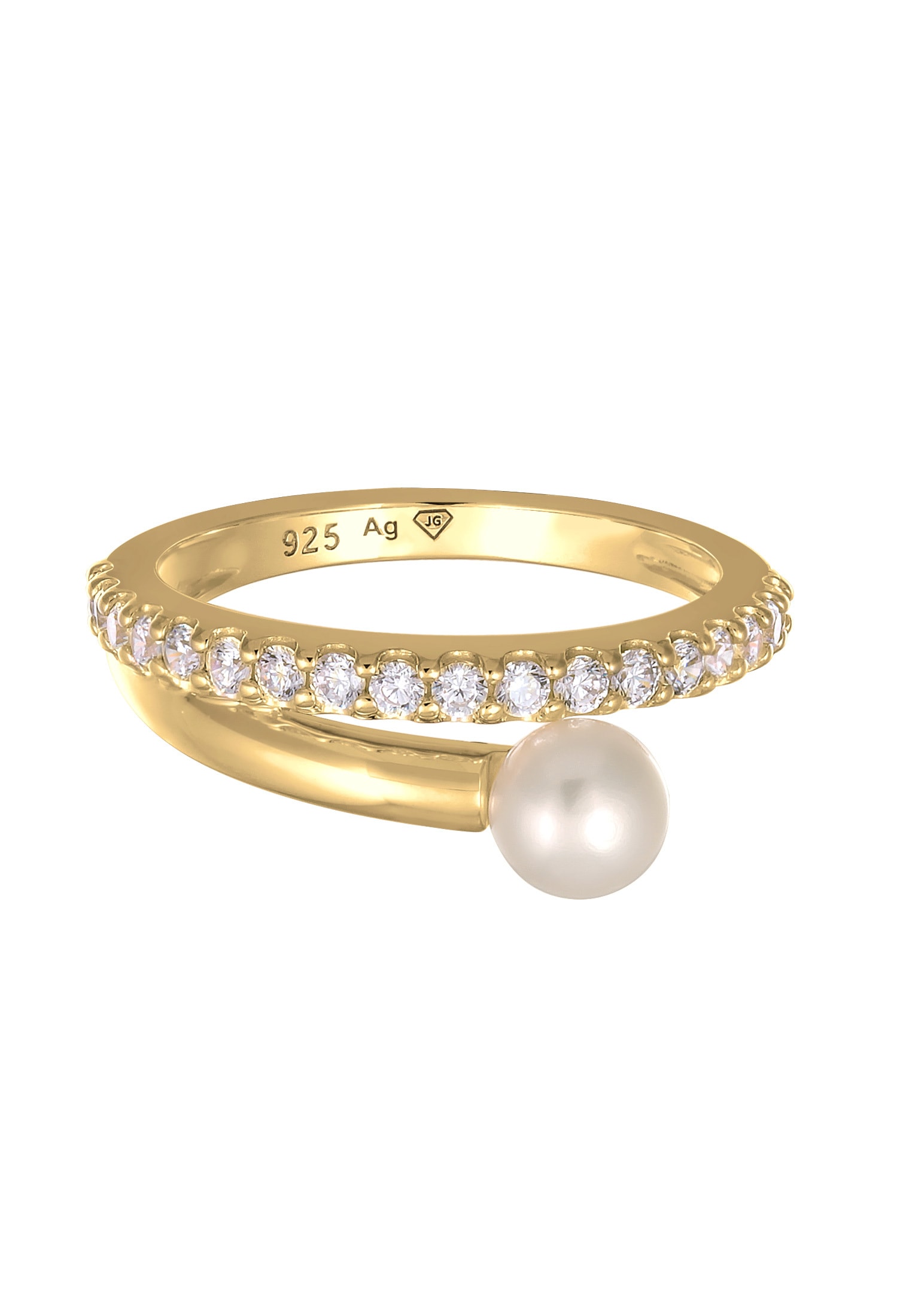 Elli Premium Perlenring »Ring Süßwasserperle Zirkonia 925 Silber«