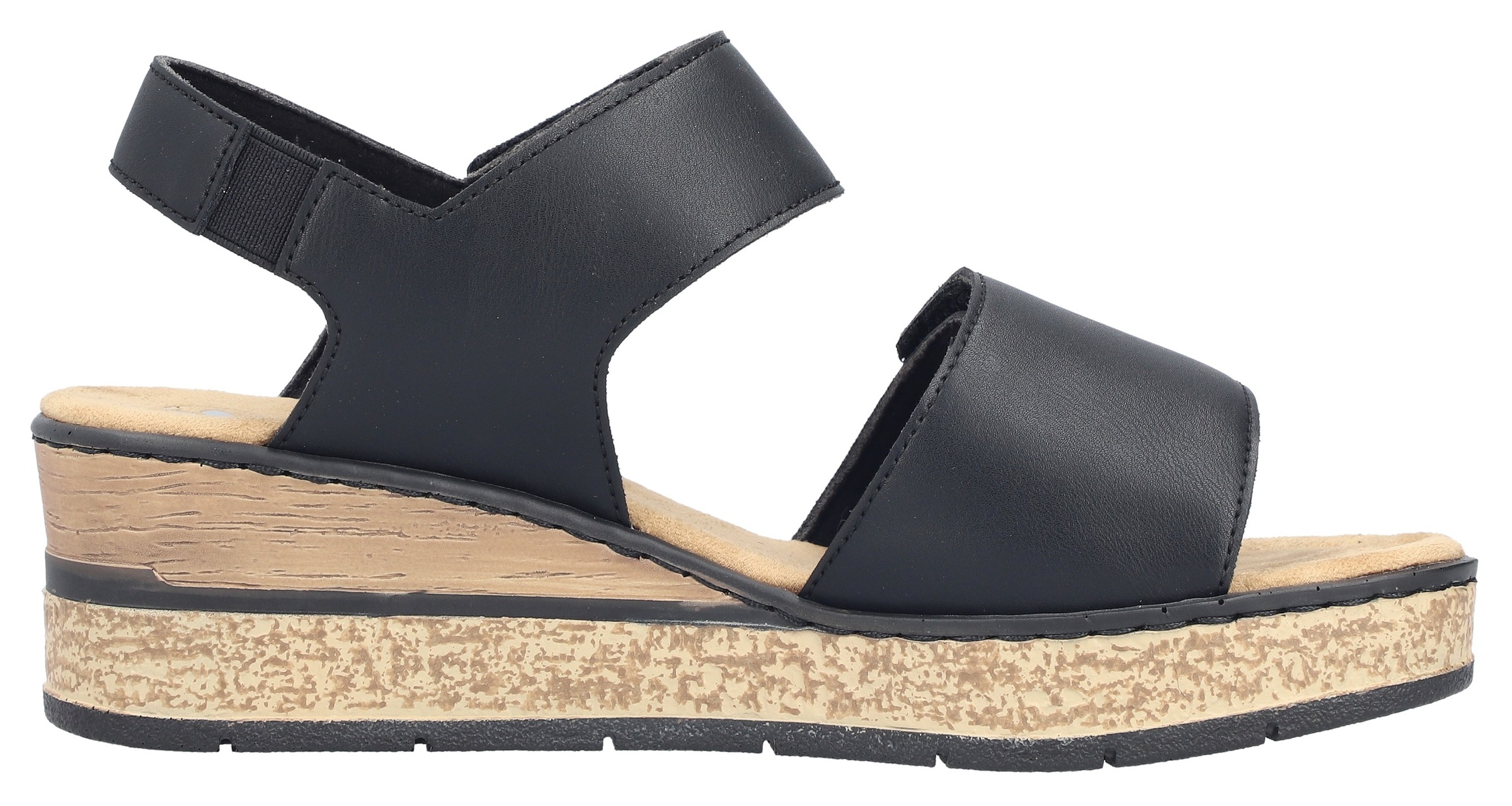 Rieker Keilsandalette  Klettschuh, Sommerschuh, Plateausandale mit Schmuckelemente