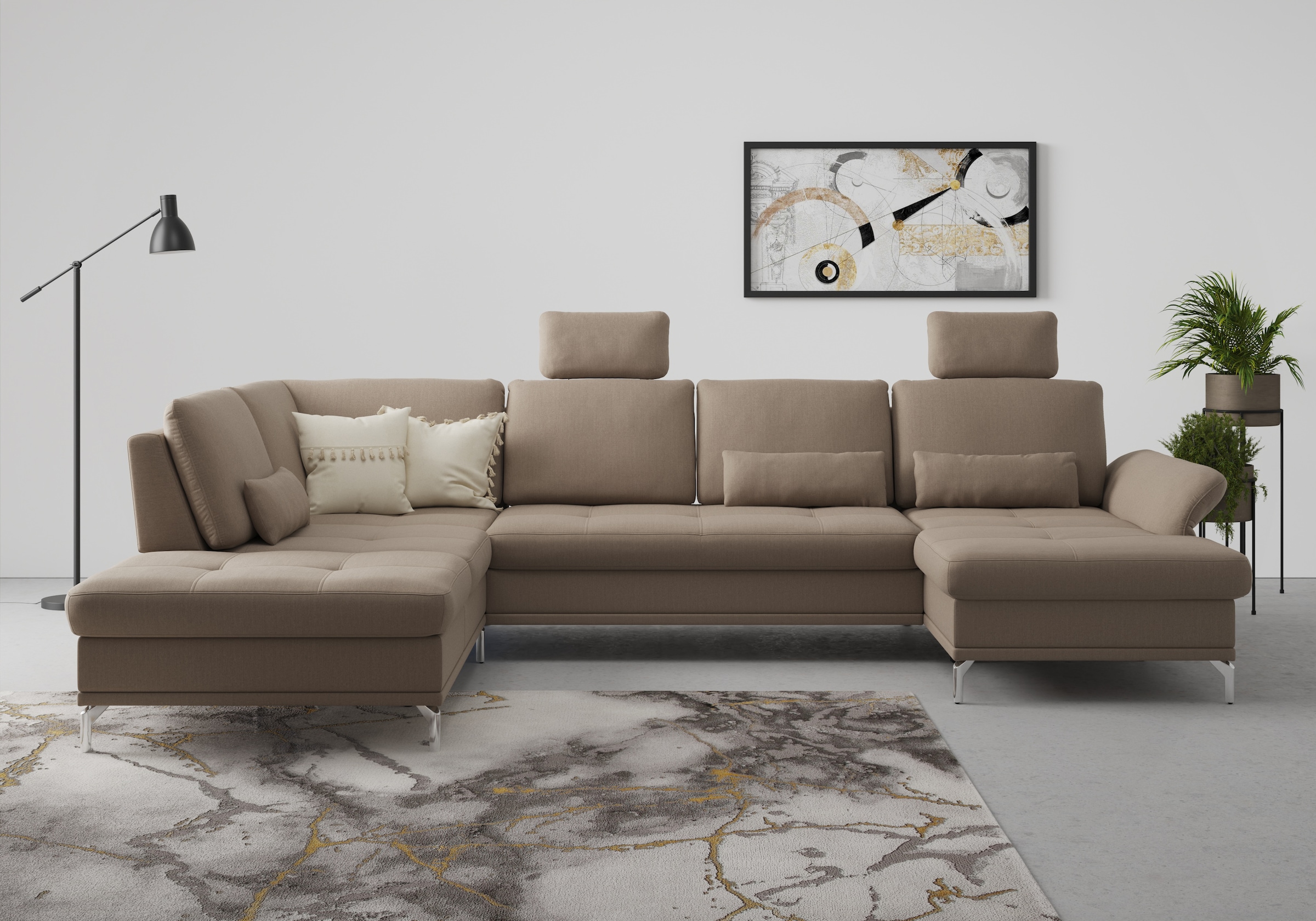 Home affaire Wohnlandschaft "Palm Beach U-Form" Federkern, mit Sitztiefenve günstig online kaufen