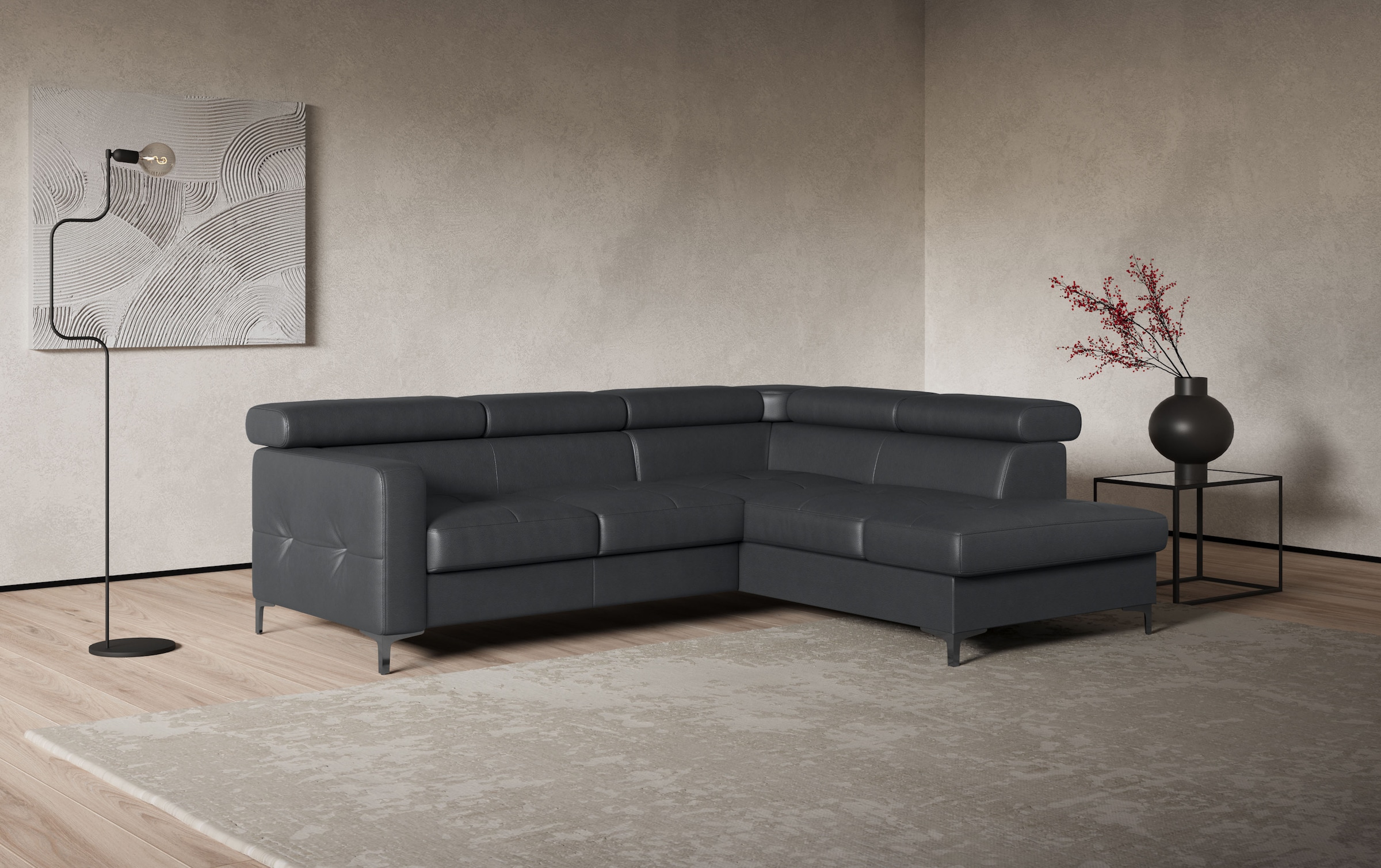 COTTA Ecksofa "Sammy L-Form" mit Kopfteilverstellung, wahlweise mit Schlaffunktion & Bettkasten