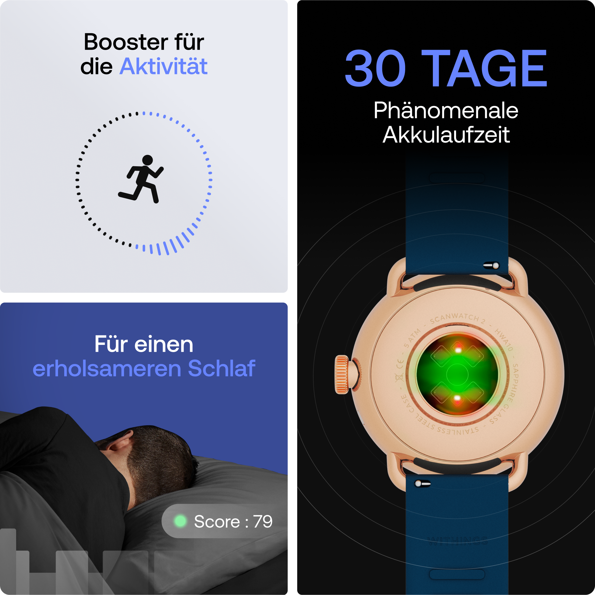 Withings Smartwatch »ScanWatch 2 38mm Rose Gold Blue«