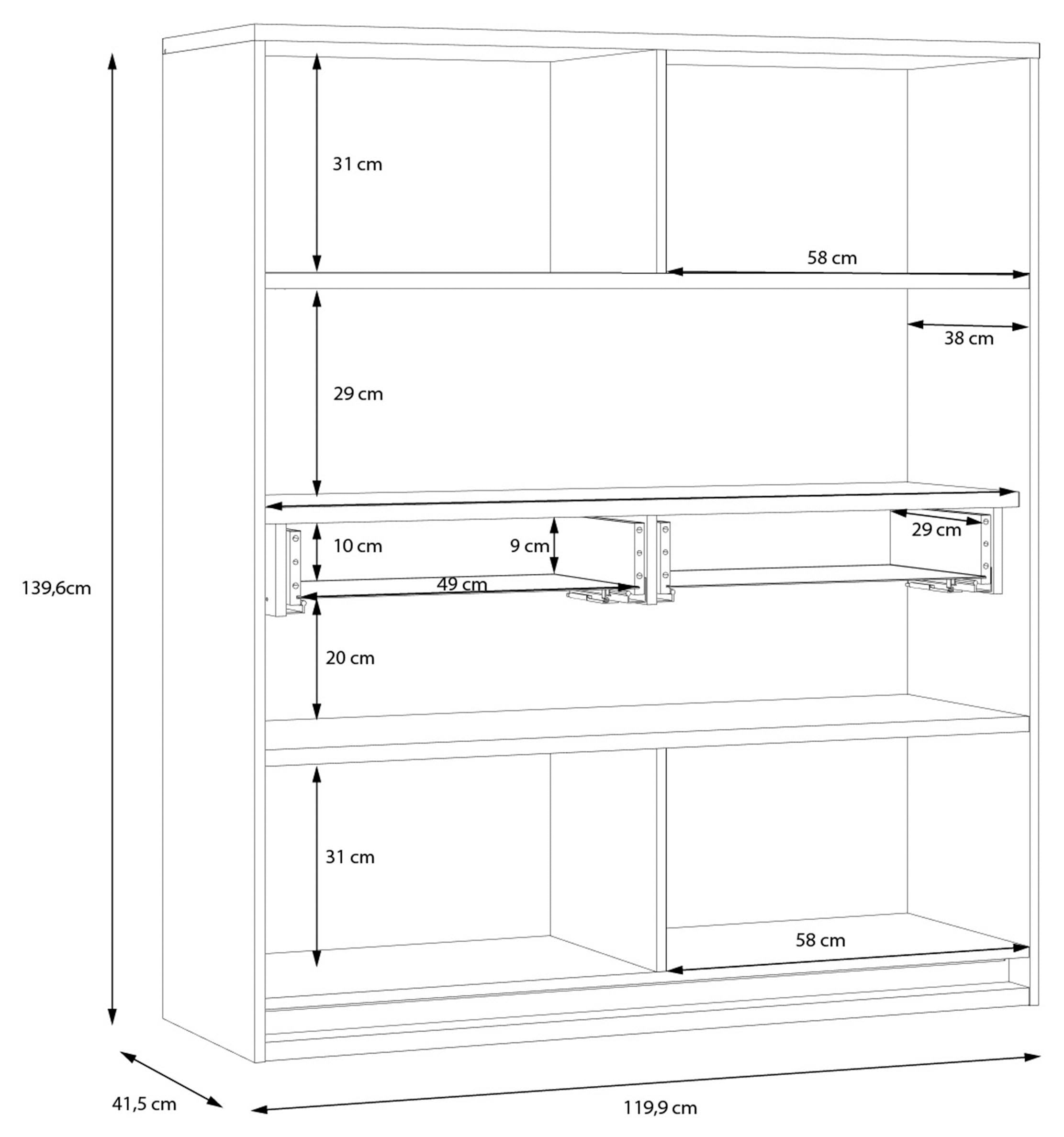 FORTE Highboard »Attention«, Highboard, Beleuchtung, Soft Close,Glastüre, Stauraum
