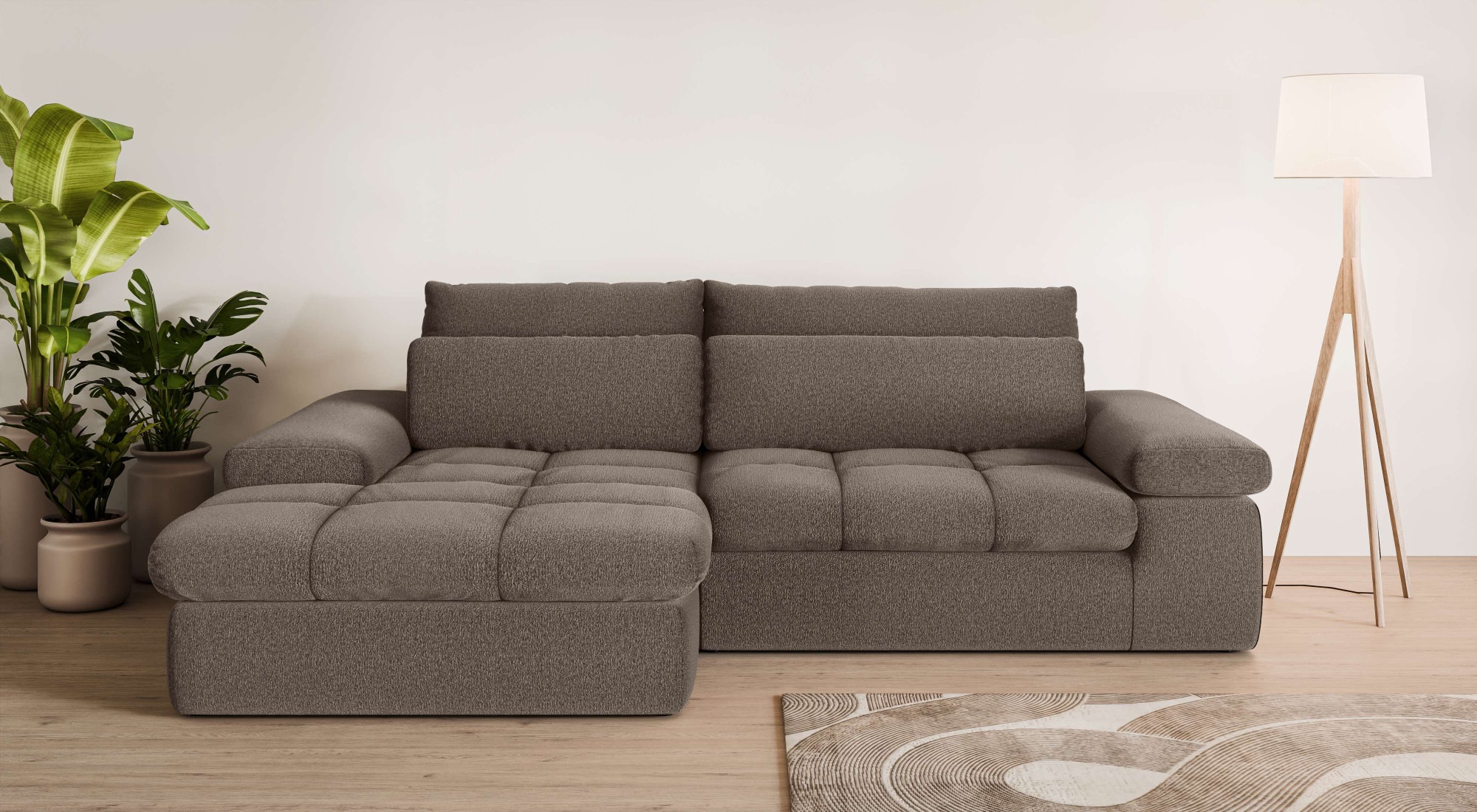 Home affaire Ecksofa "ALVERIE mit Recamiere, moderne Steppung, Maße: B/T/H günstig online kaufen