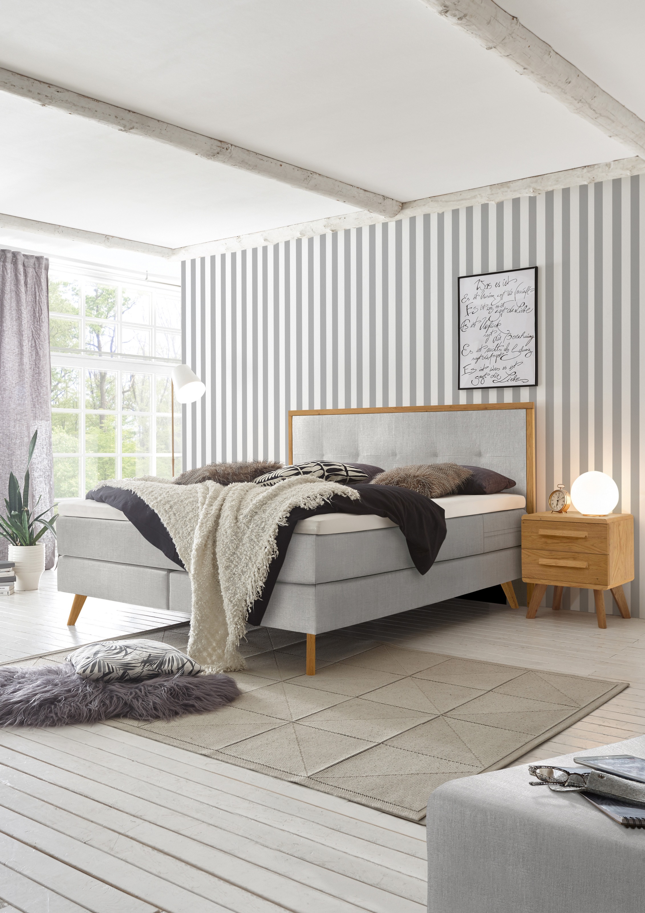 HASENA Boxspringbett "Nordic" modernes Design, Nordic Bett, gestepptes Kopf günstig online kaufen