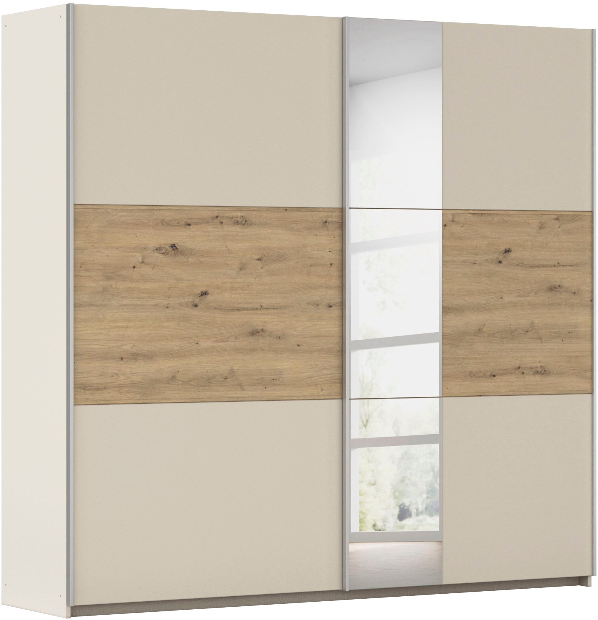 OTTO home Kleiderschrank "Mehrzweckschrank Aktenschrank Möbel Mietswohnung TOPSELLER ASTANA" 3 Ausstattungen BASIC/CLASSIC/PREMIUM (inkl. SOFT-CLOSE-FUNKTION), mit 3 Spiegelelementen, Metallgriffleisten alufarbig MADE IN GERMANY